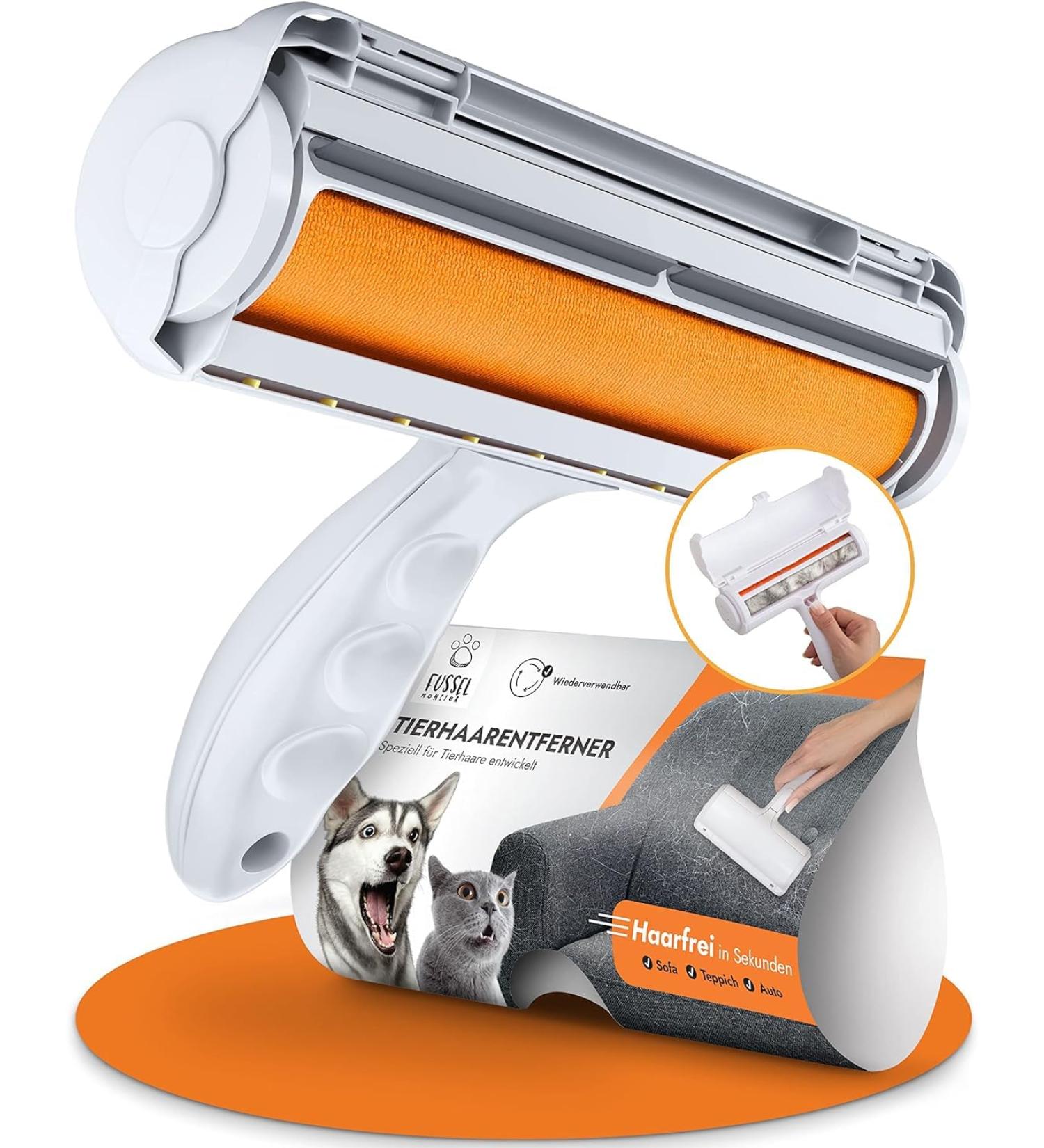 Fusselmonster Lint Roller - Effective Animal Hair Remover for Dogs & Cats | Reusable for Sofa Carpet & Car Cleaning | White - Buy Online on SooperMarket.com