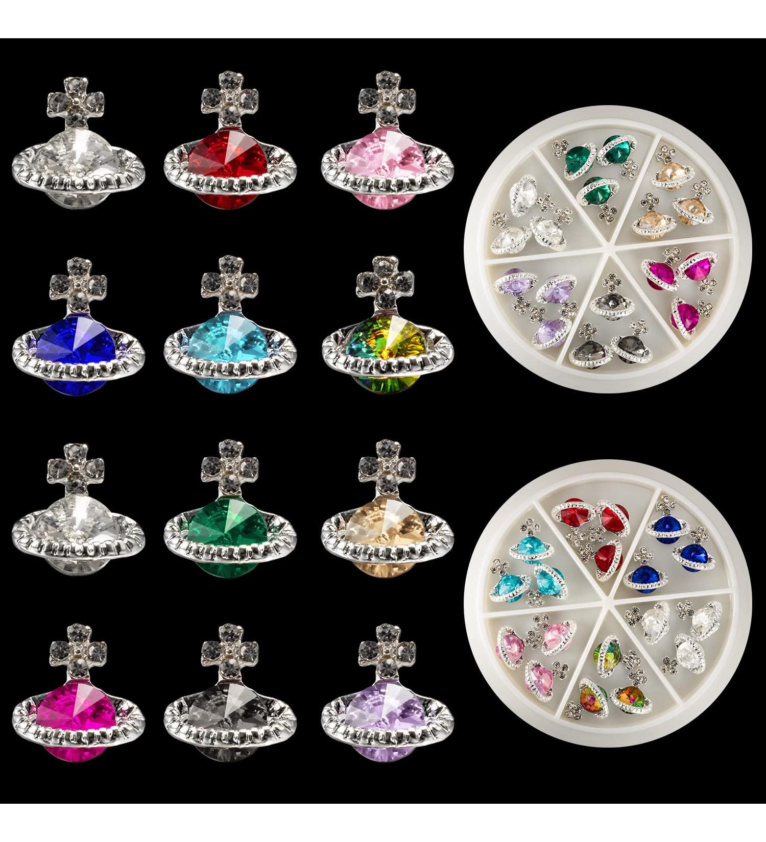 Noverlife 36PCS Planet Nail Charms: 3D Saturn Crystal Diamonds for Sparkling Manicure Decor - Buy Online on SooperMarket.com