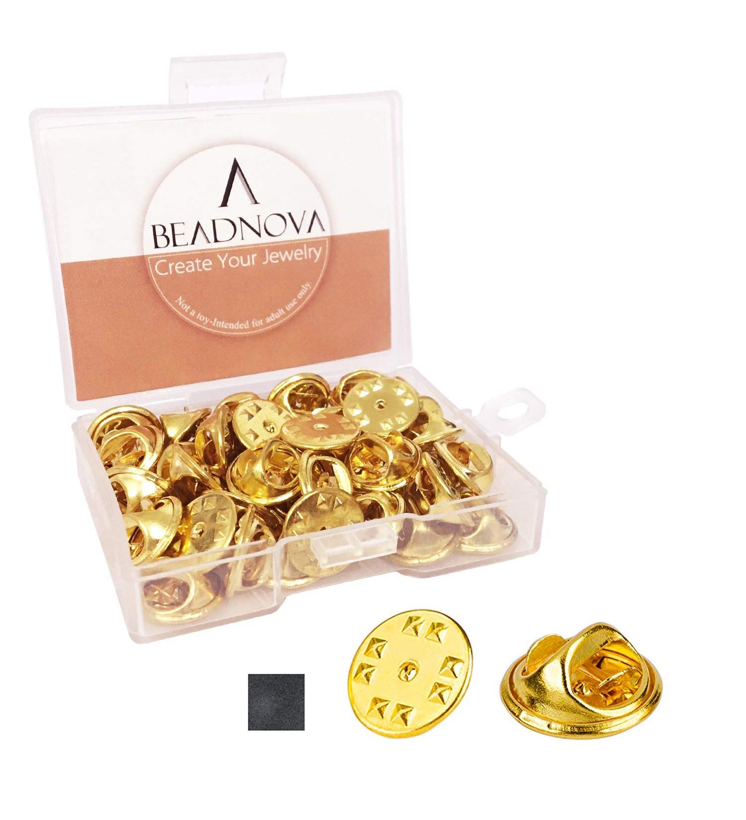 Beadnova Butterfly Clutch Metal Pin Backs - 50 Gold Lapel Pin Backings - Buy Online on SooperMarket.com