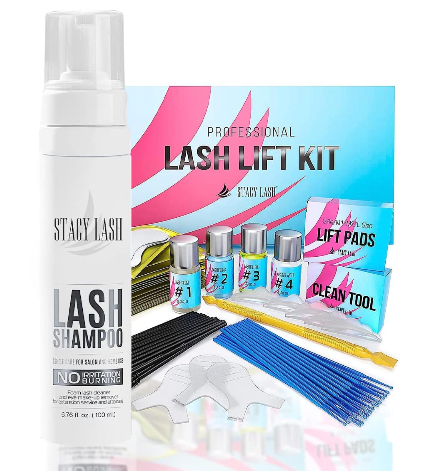 Stacy Lash Lift Kit & Extension Shampoo Set | Perm Curling Lotion & Lifting Solution | Foaming Cleanser for Extensions & Natural Lashes | Professional Grade & Self Use - Buy Online on SooperMarket.com