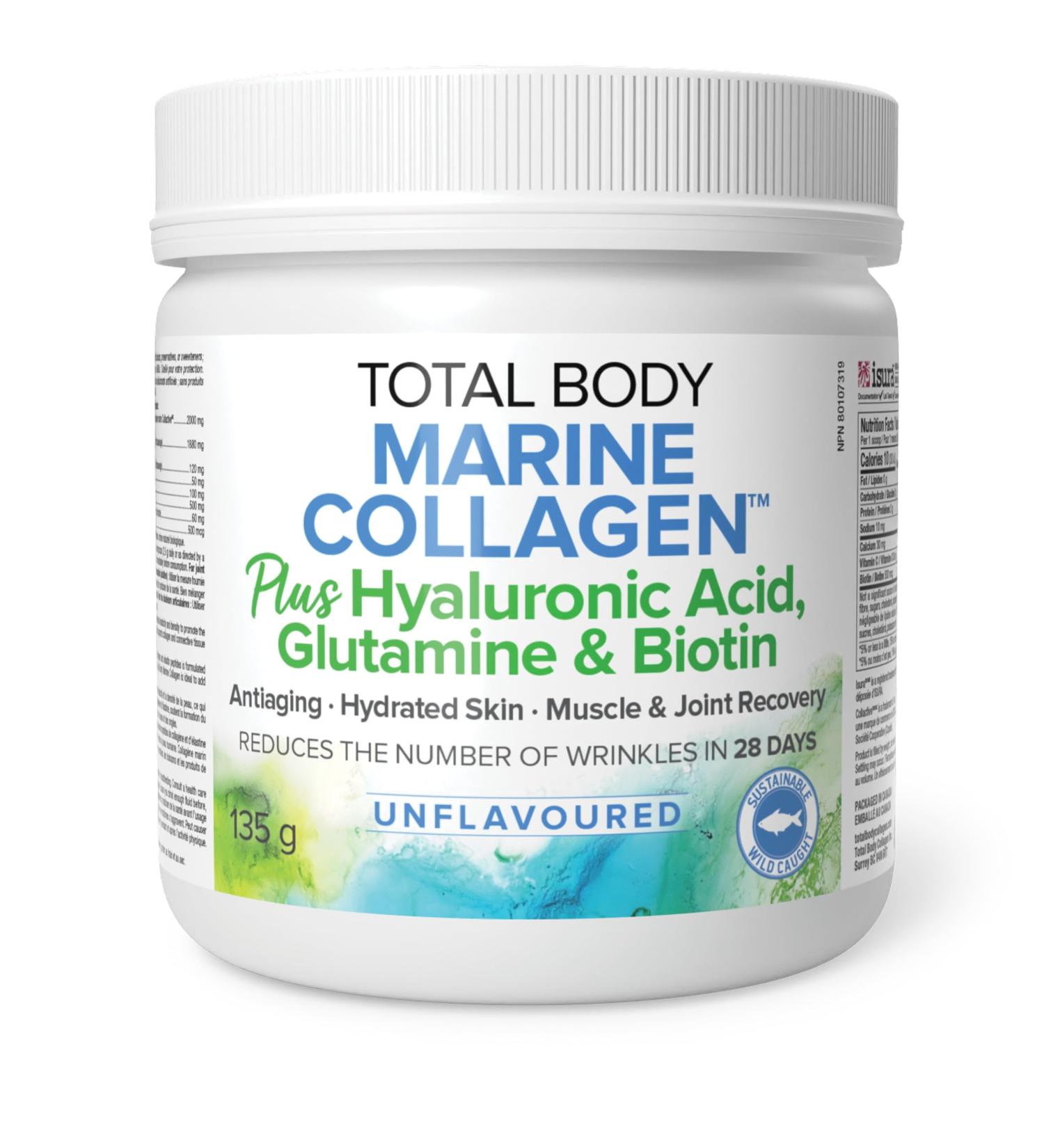Natural Factors Total Body Marine Collagen Plus Hyaluronic Acid Glutamine & Biotin Unflavoured 135g Powder Supports Healthy Skin Connective Tissue Muscles and Joints Reduces Wrinkles in 28 days - Buy Online on SooperMarket.com