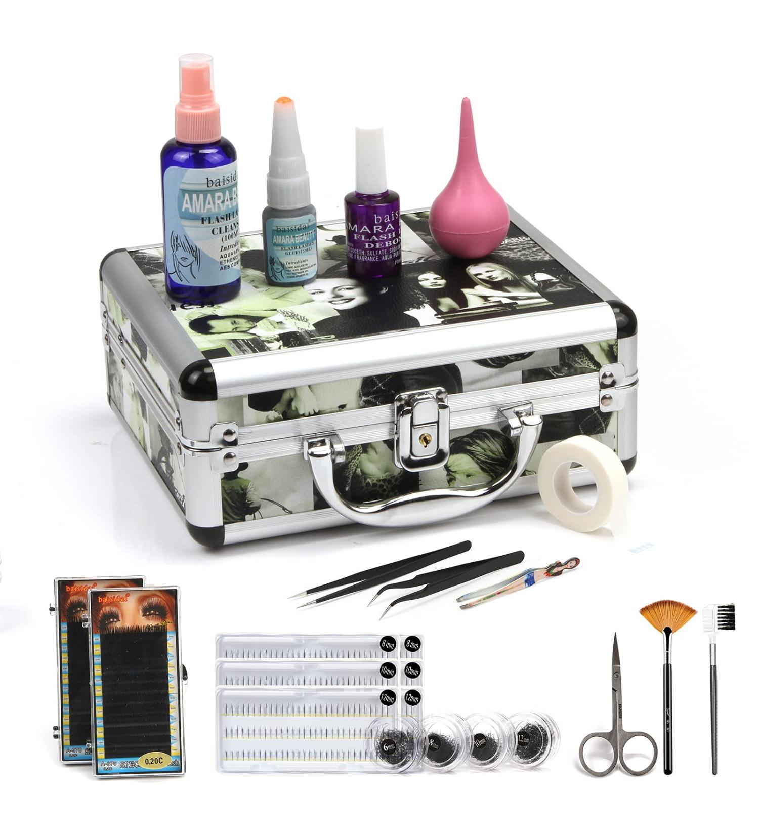 Baisidai Professional 23 in 1 Single Eyelash Extension Kit with Fashion Hard Case - Black False Individual Eyelashes for Grafting - A150 - Buy Online on SooperMarket.com