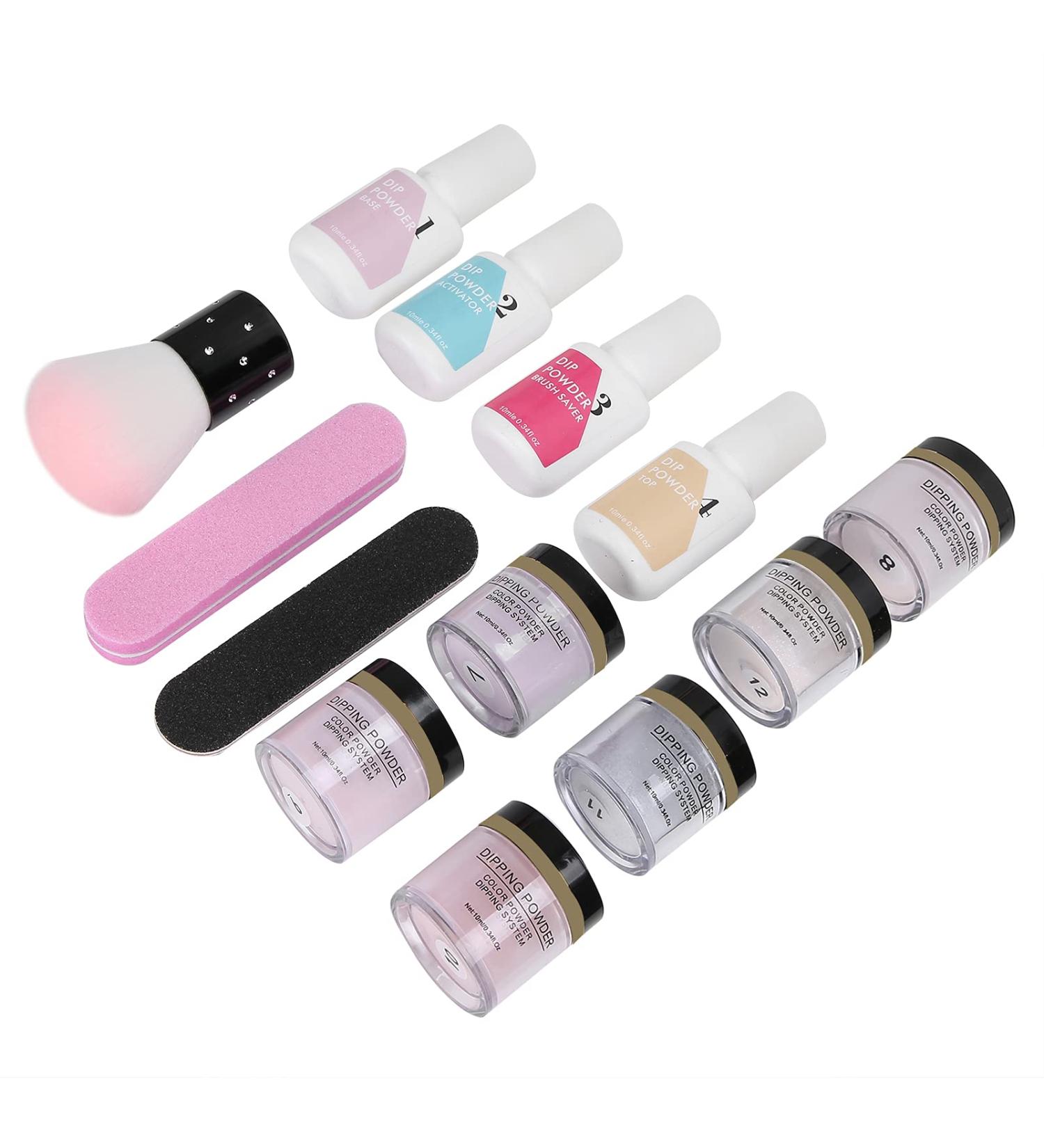 Dip Powder Nail Kit Nail Art Manicure DIY Salon Beginner Extension Kit Nail Dipping Powder Starter Set Nail Art Powder Top Base Coat Gel Dust Brush Manicure Tool Set for Nail K1214 - Buy Online on SooperMarket.com
