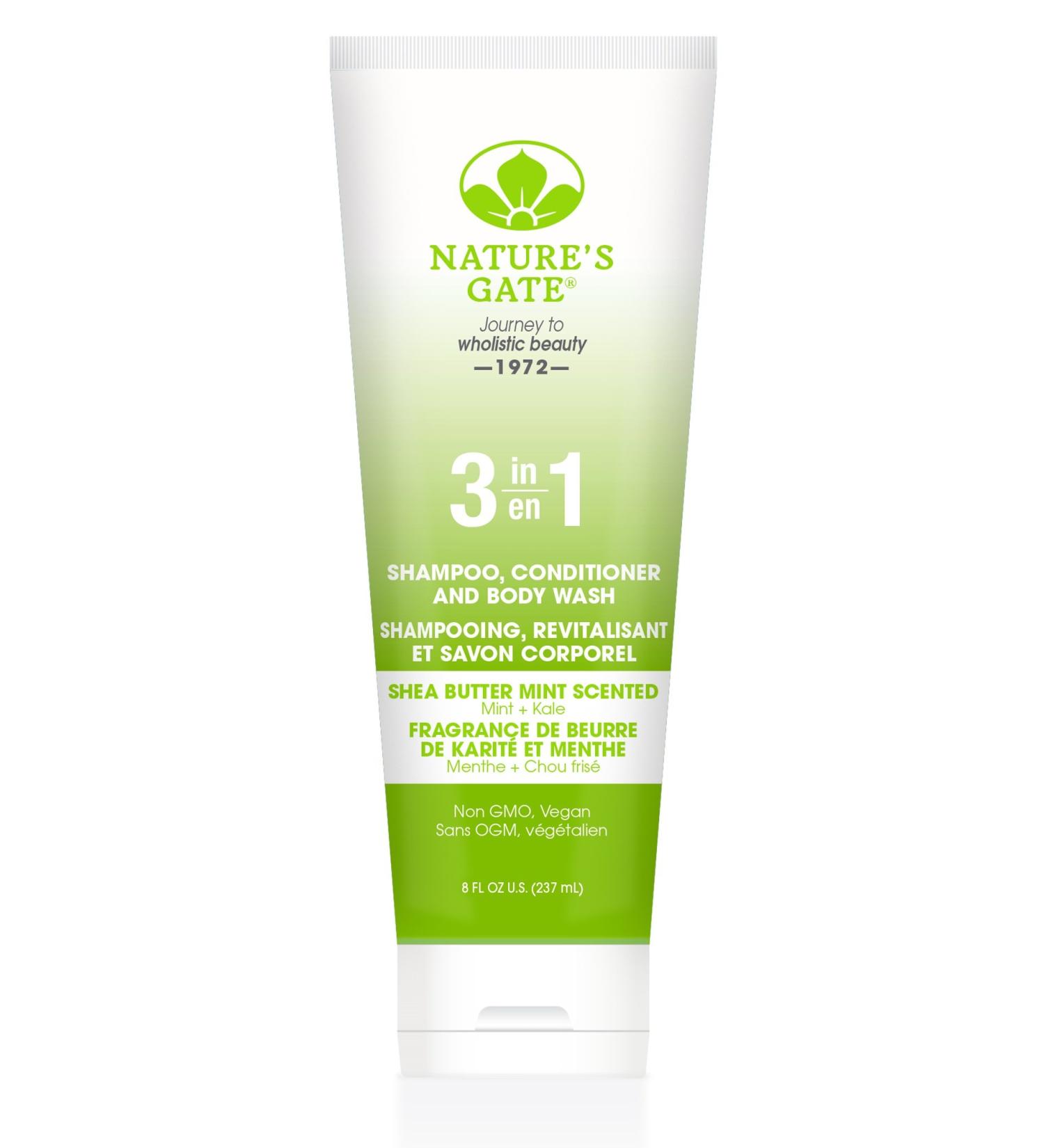Nature's Gate Shea Butter 3-In-1 Mint Shampoo Conditioner and Body Wash 8 Fluid Ounce