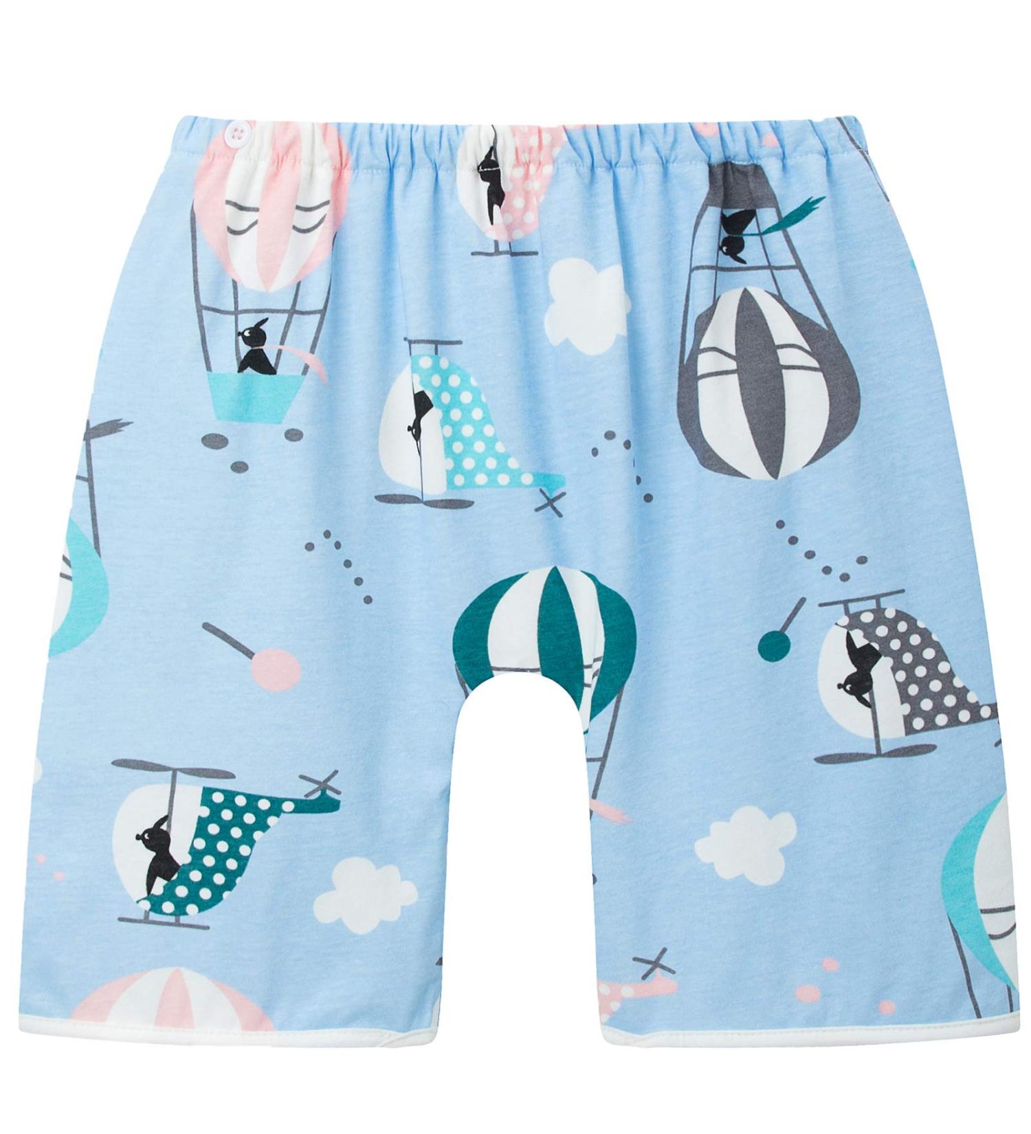 Baby Toilet Training Pants Kids 2 in 1 Waterproof Reusable Cotton Nappy Diaper Skirt - Cute Cartoon Skort Pants with Hot Air Balloon Design - Buy Online on SooperMarket.com