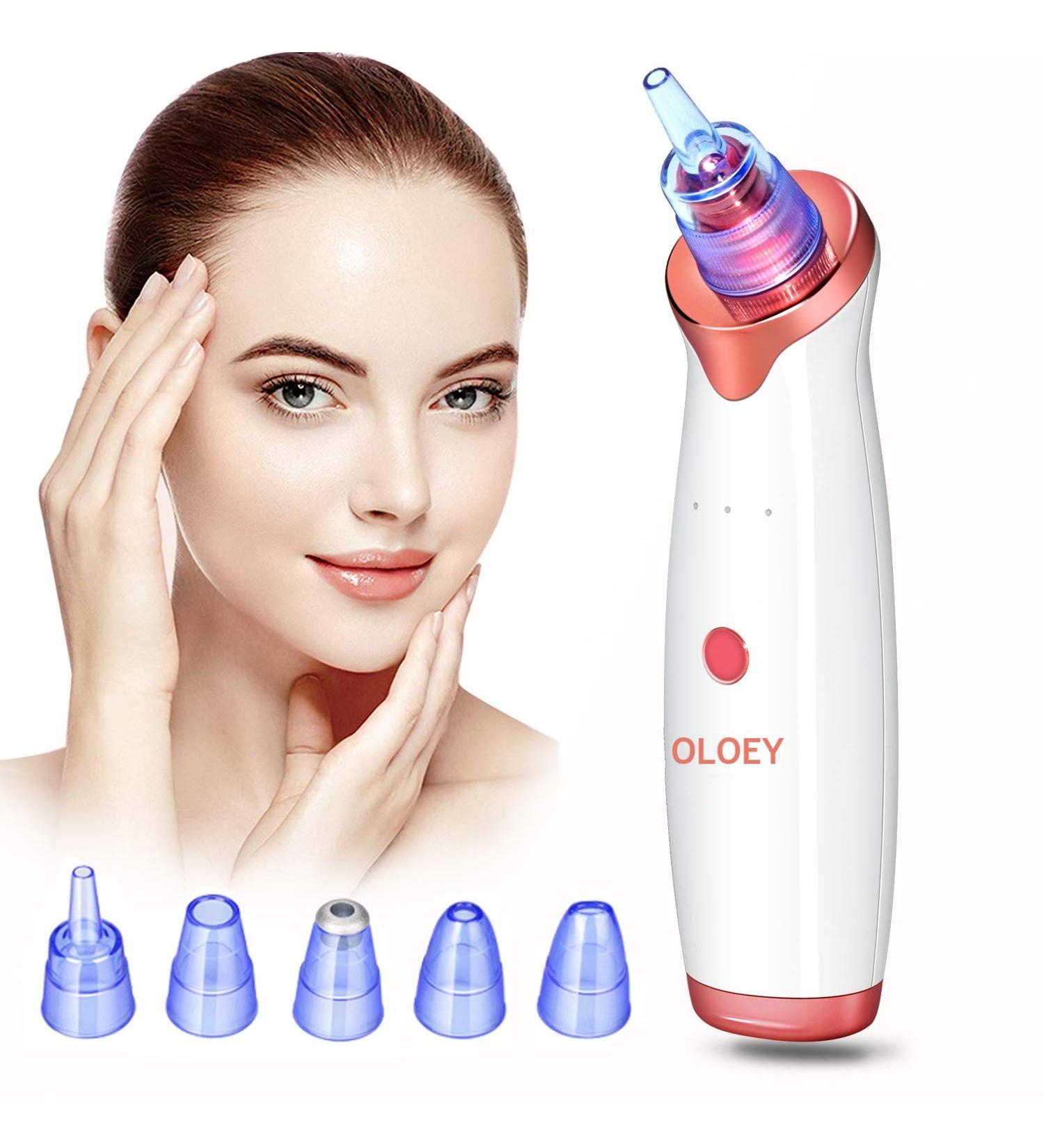 Rechargeable Blackhead Vacuum Remover with 5 Probes - Electric Facial Acne Suction Cleanser - Buy Online on SooperMarket.com