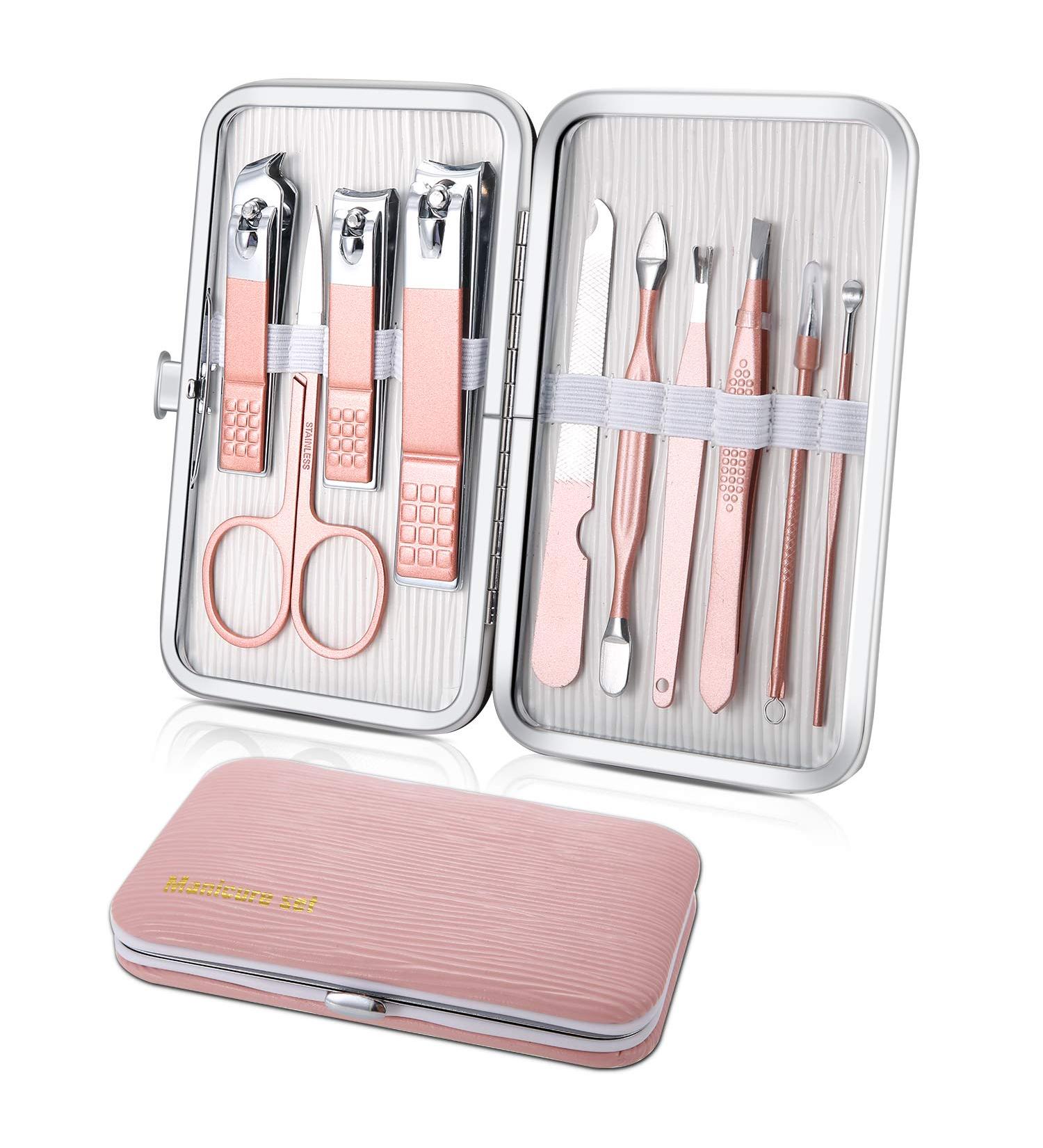 10-Part Manicure & Pedicure Set - Nail Care Kit with Scissors & Clippers | Travel Beauty Essentials (Pink) - Buy Online on SooperMarket.com