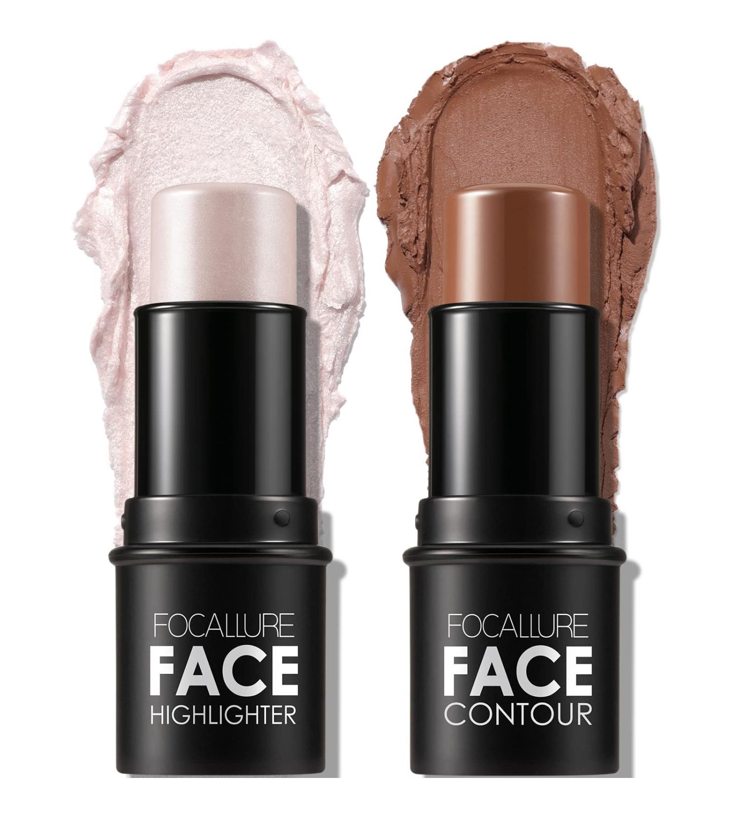 2 PCs Contouring Stick Set - Cream Bronzer & Highlighter for Long-Lasting Face Make-up | Universal Shade - Enhance Your Contours & Glow - Buy Online on SooperMarket.com