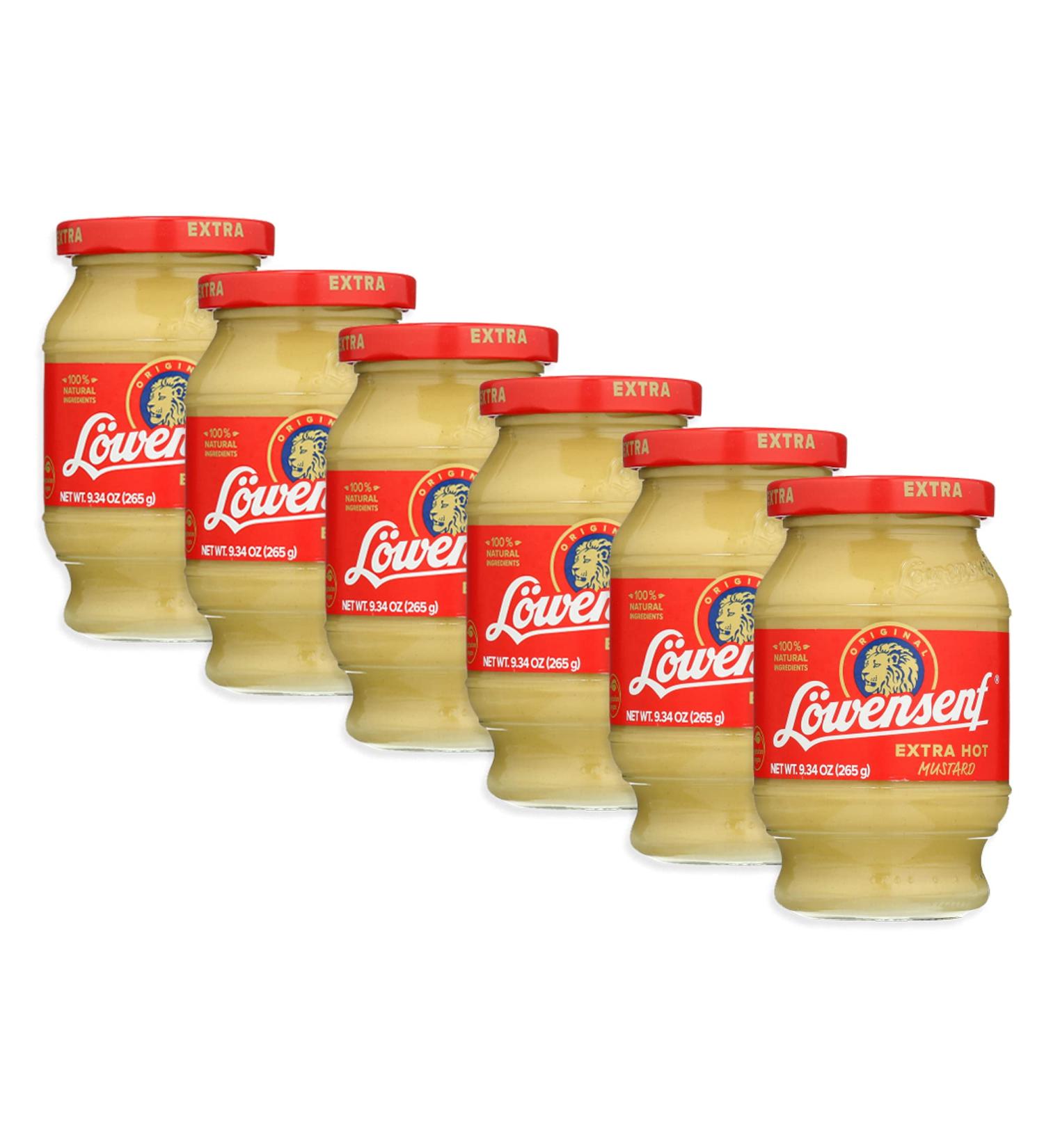 Lowensenf Xhot Mustard 9.3 Oz - Pack of 6 | Premium German Spicy Mustard - Buy Online on SooperMarket.com