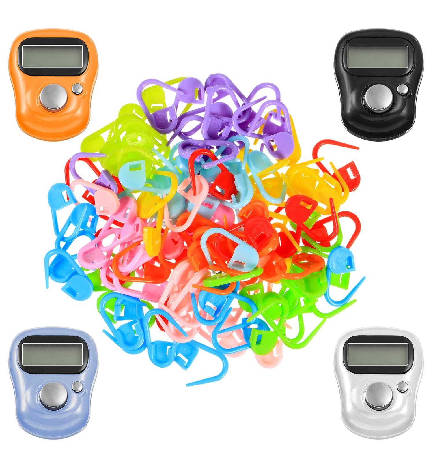 Kingdder Stitch Counters LCD Finger Digital Counter - Set of 4 Random Color Stitch Markers for Knitting and Crocheting - Buy Online on SooperMarket.com