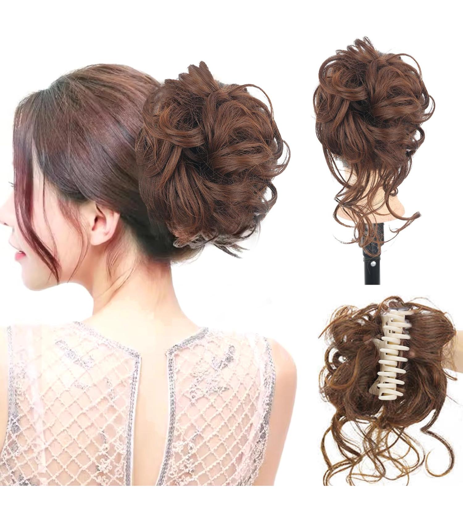 Long beard ball head wig bun grab clip Fluffy natural scrunchie bridal cocktail hairpin Messy Hair Bun Extensions Curly Wavy Hair Scrunchies claw Clip Messy Bun Hairpiece (Light Curry) - Buy Online on SooperMarket.com