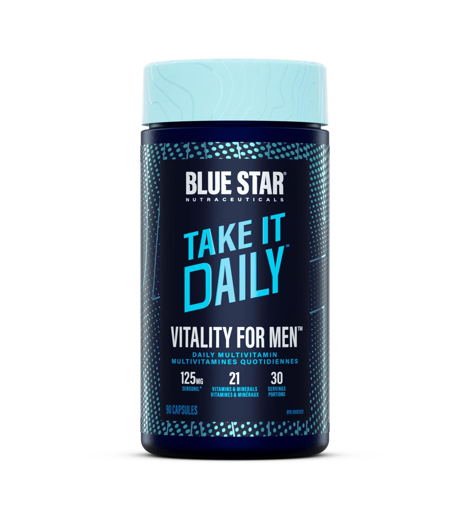 Blue Star Nutraceuticals VITALITY FOR MEN - Multivitamin & Mineral formula for Men who workout w/Ashwagandha and B-vitamins - Energy You ll Notice - 90 Veggie Capsules - Buy Online on SooperMarket.com
