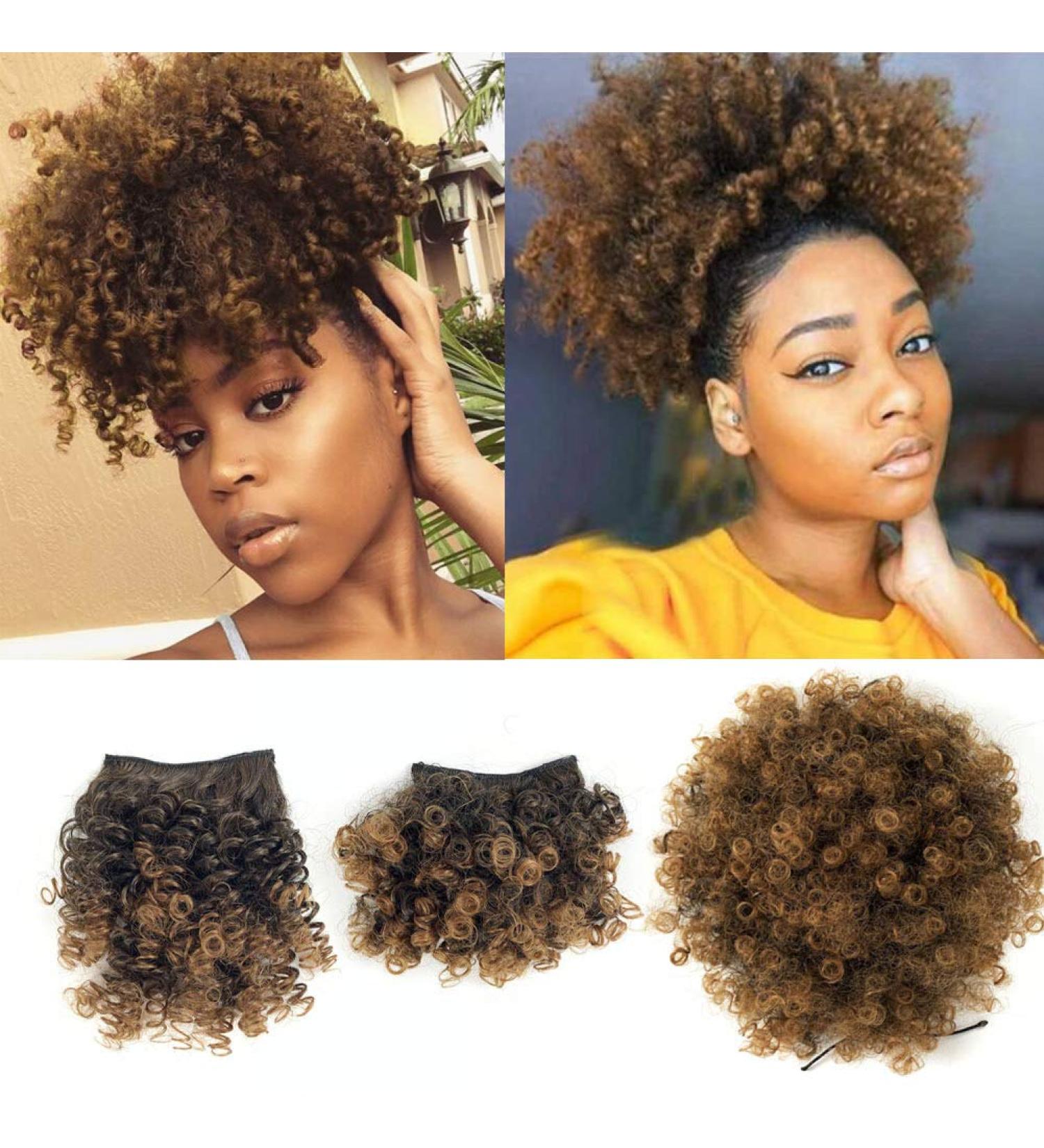 Afro Puff Drawstring Ponytail with 2 Bangs Afro High Puff Bun with Spring Curl Bangs and Afro Puff Bangs Clip in Hairpieces Pineapple Updo Ponytail with Bangs(T1B/30) 1 ponytail+ 2 bangs T1B/30 - Buy Online on SooperMarket.com