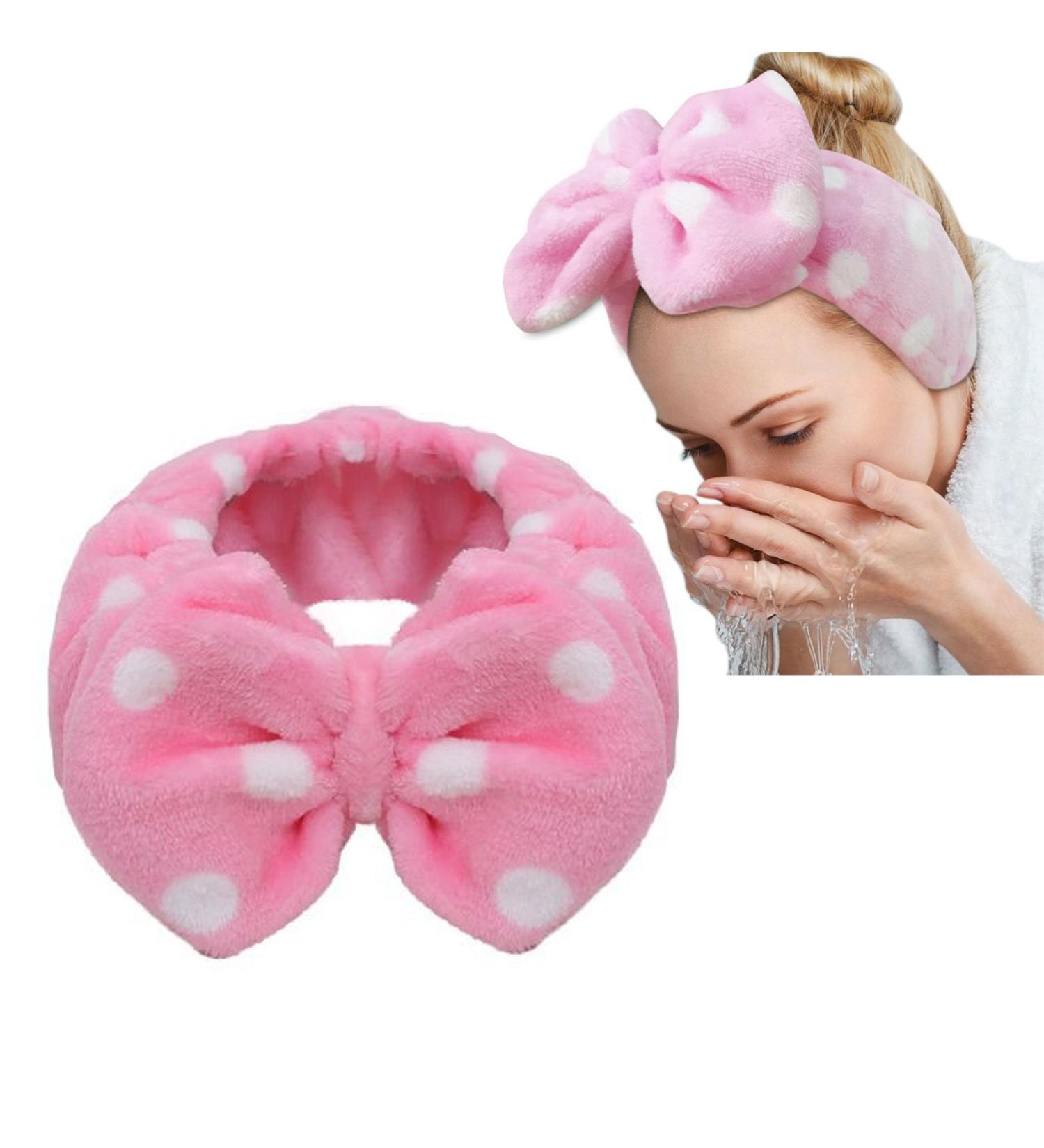 YiKiMira Women Fashion Lovely Soft Fleece Bow Makeup Cosmetic Shower Elastic Hair Band Hairlace Headband for Washing Face Shower Spa Mask (Pink) - Buy Online on SooperMarket.com