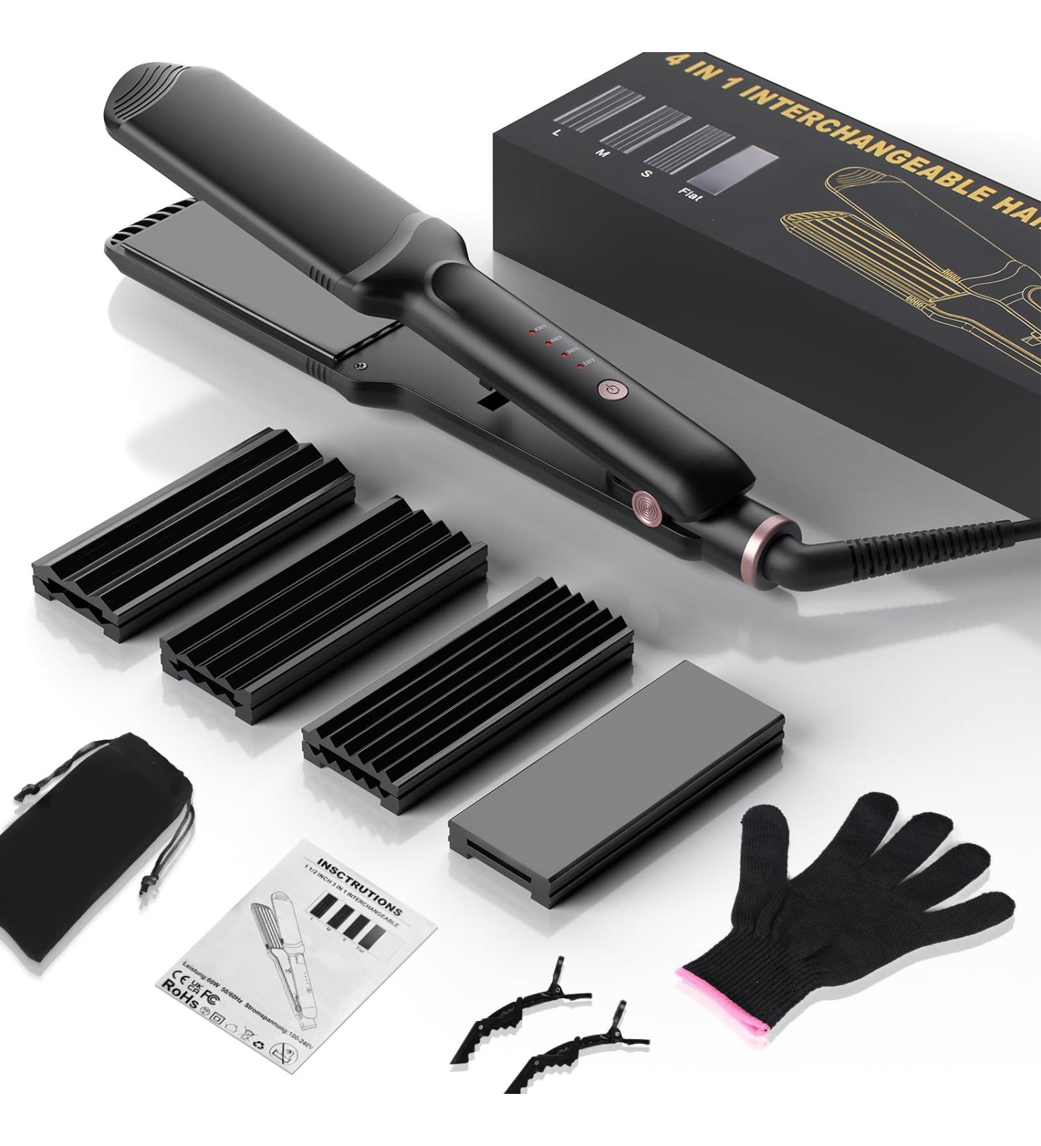 Premium Hair Crimpers & Wavers - Titanium Ceramic Styling Tools for Women | Fast Heating Dual-Voltage Hair Volumizer - Buy Online on SooperMarket.com