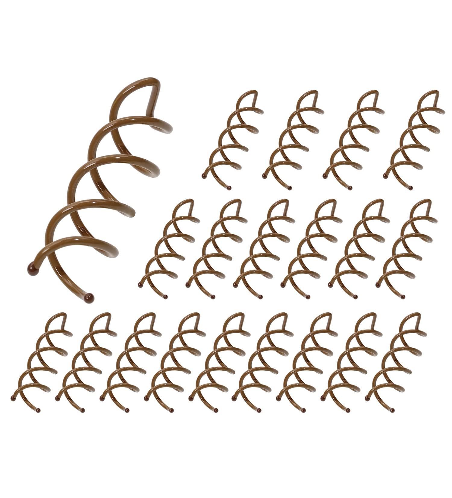 Mini Skater 1.88 Spiral Hair Pin Twist Barrette Spin Pins - Brown Set of 20 - Non-Scratch Round Tips for Women's Bun Hair Style DIY - Buy Online on SooperMarket.com