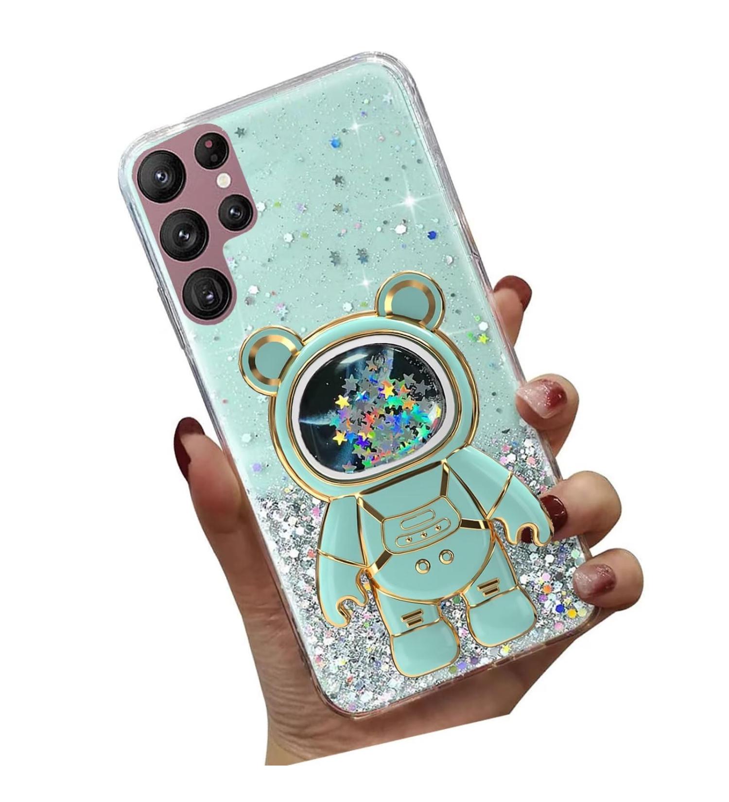 Shop Tivenfezk Nadoli Astronaut Soft Silicone Case for Samsung Galaxy S23 Ultra - Glitter Bling Stand Transparent Green Protective Cover - Buy Online on SooperMarket.com