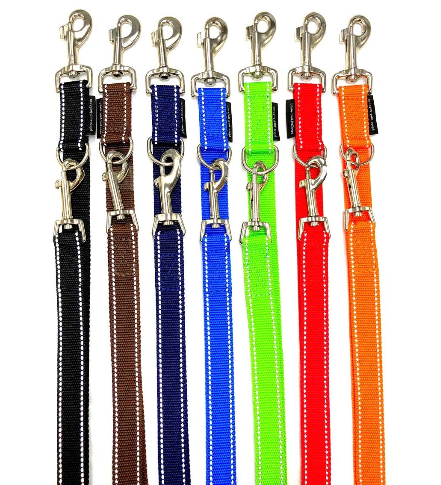 Dog leash reflecting large dogs double linen 2m / 2.80m / 3.50m / 5m adjustable Made in Germany (navy blau 25mm 2.40m) navy glau 25mm 2.40m