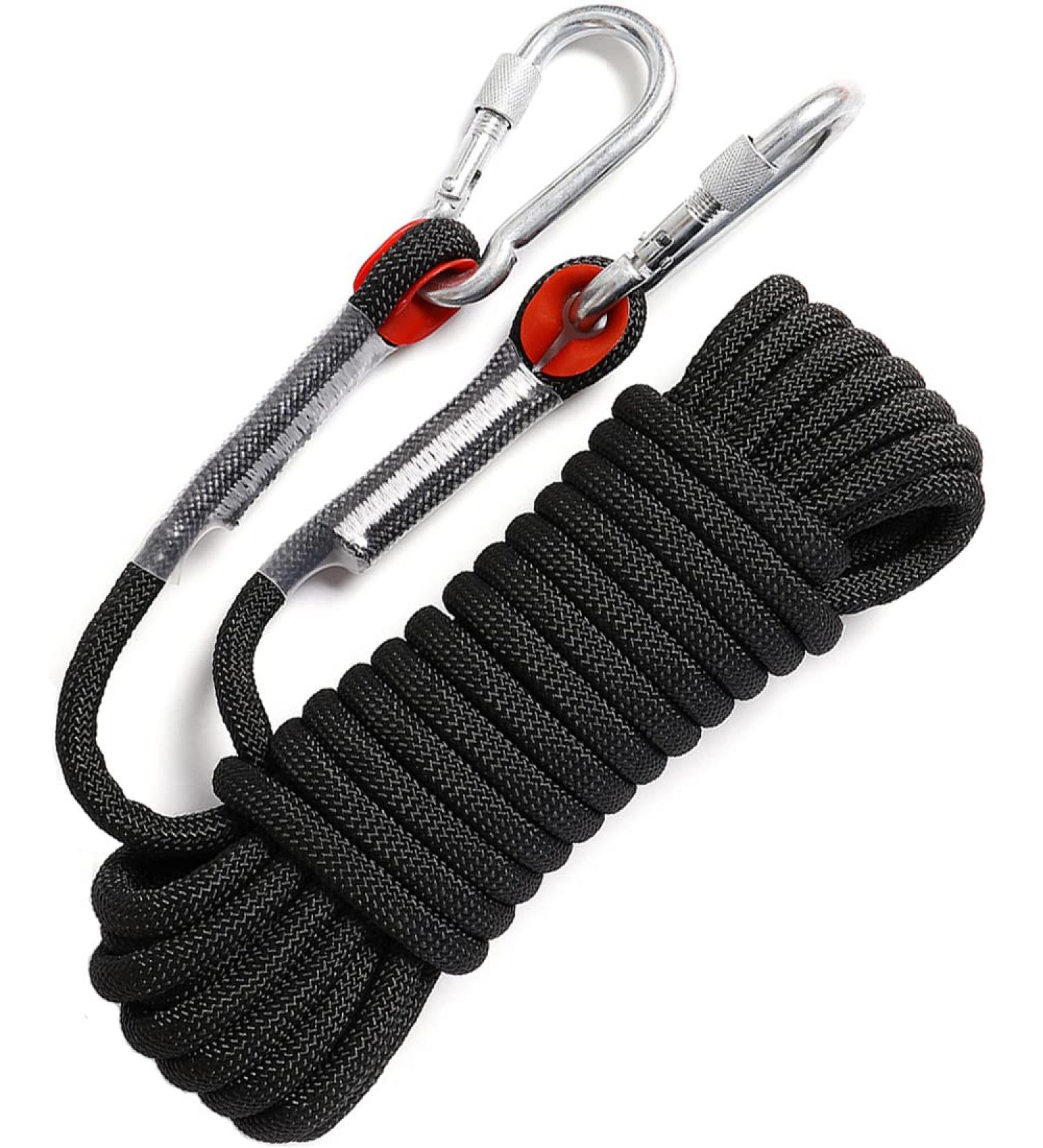Ginee Black Static Climbing Rope 10mm Diameter - 50FT Length | Durable and Strong Rope for Climbing and Outdoor Adventures - Buy Online on SooperMarket.com