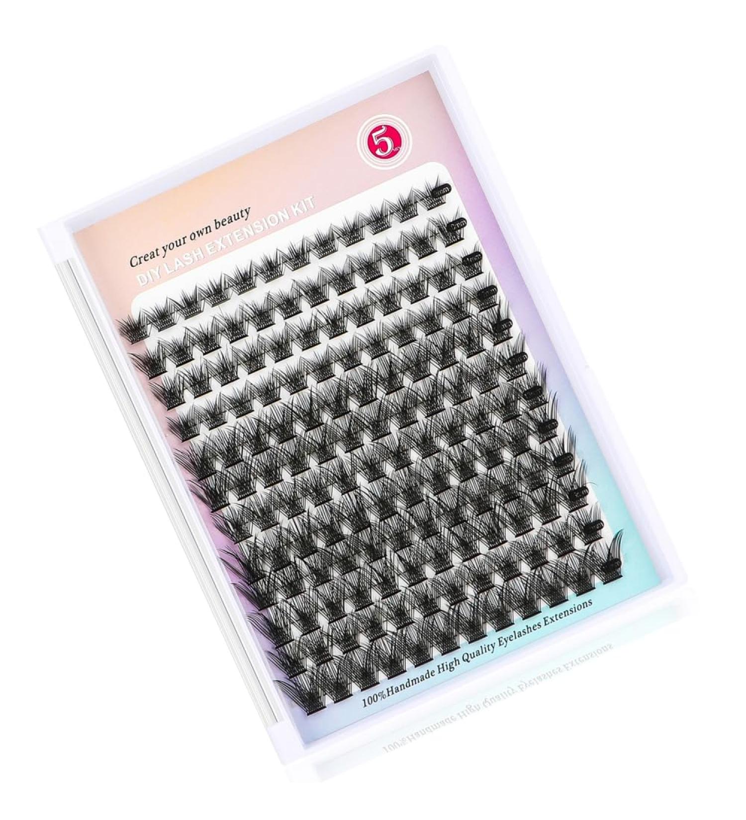 Rxuaw DIY Eyelash Extension Kit Lash Clusters 12 Rows Cluster Lashes with Glue and Tweezer for Lash Extension Beginners One - Buy Online on SooperMarket.com