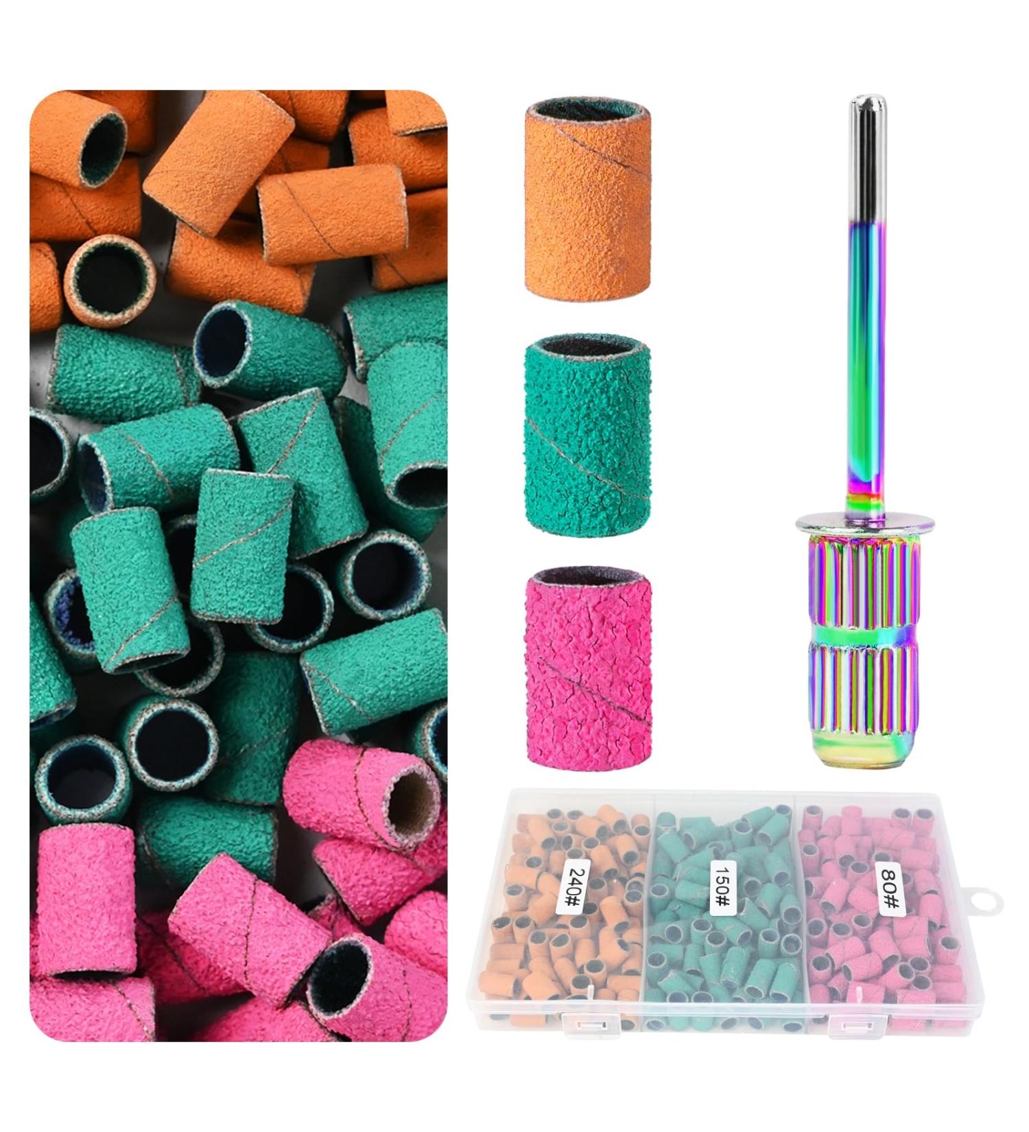 Sanding Bands for Nail Drill - KOYOPEPI 210Pcs #80#150#240 Grit Coarse & Fine Nail Bits in Orange Green Pink - International Shipping Available - Buy Online on SooperMarket.com