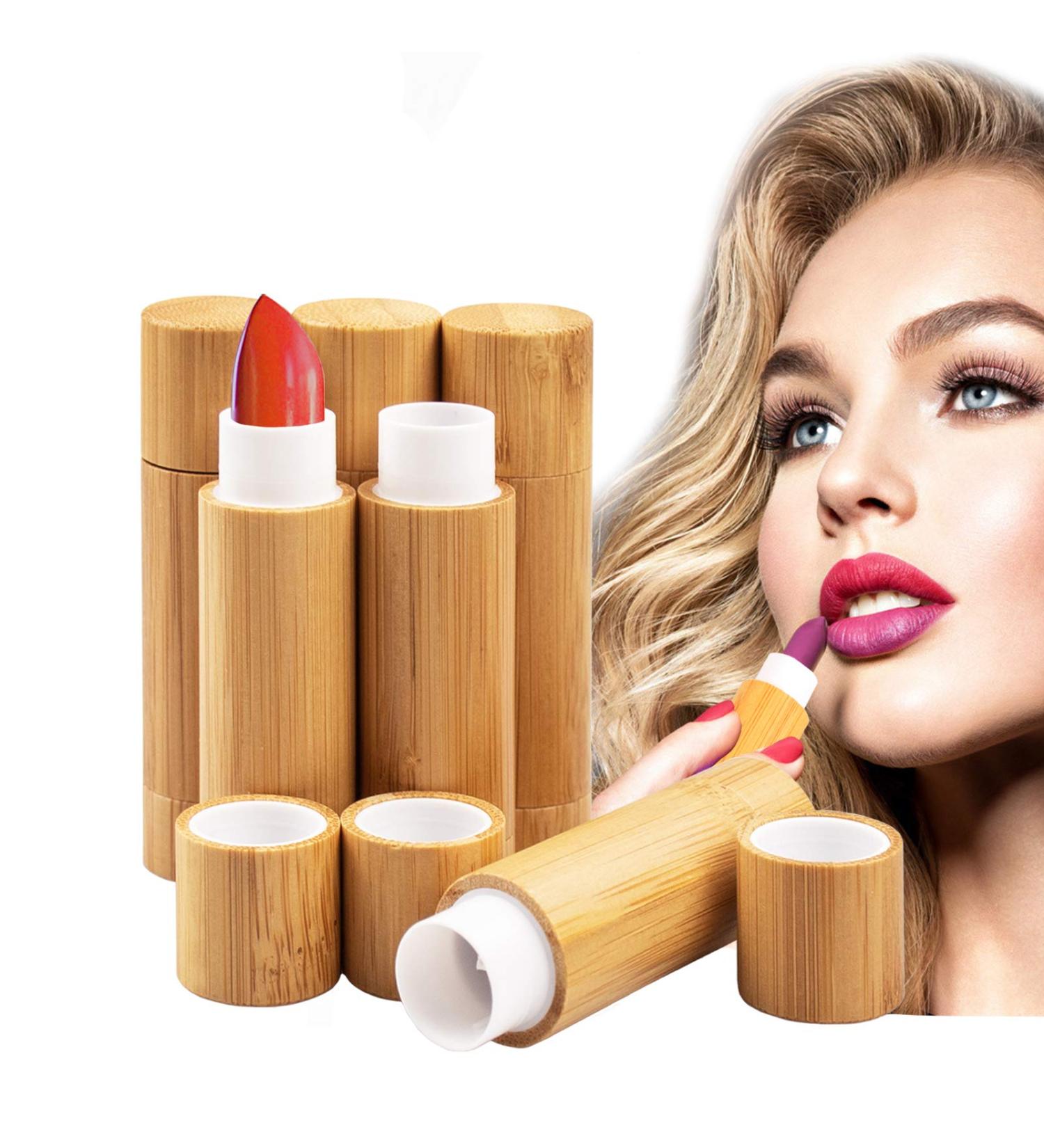 6 Refillable Bamboo Lip Balm Tubes - Merysan 5ml Empty Lipstick Sleeves for DIY Homemade Lip Balm - Buy Online on SooperMarket.com