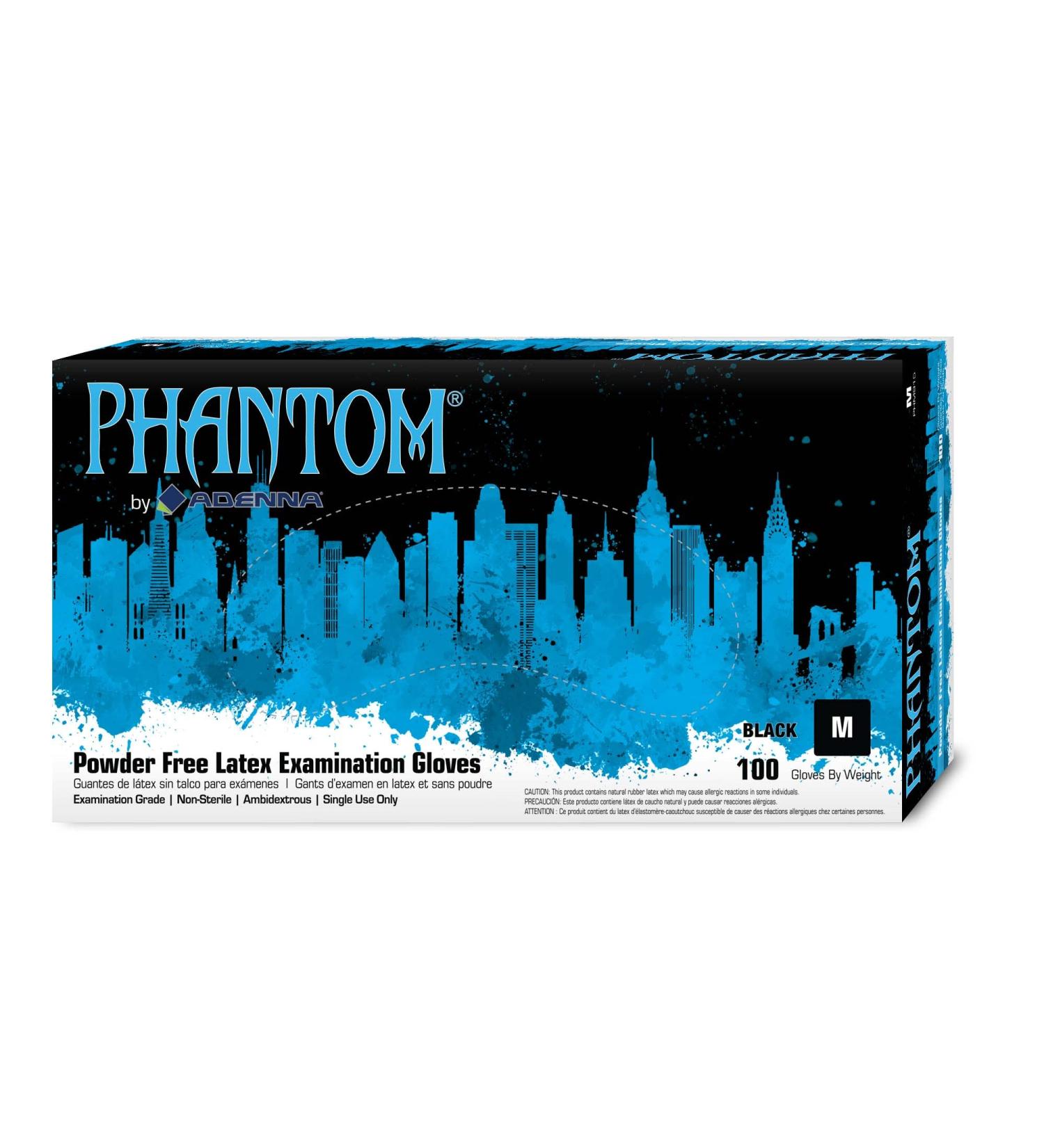 Adenna Phantom 6 mil Powder-Free Latex Gloves - Black, Medium, 100/Box - Buy Online on SooperMarket.com