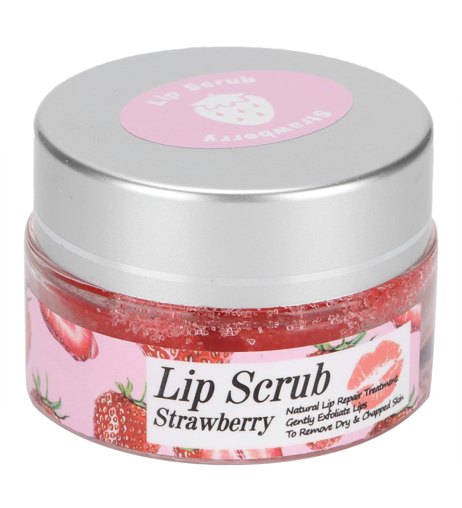 Lip Scrub Strawberry Exfoliator for Dry, Cracked Lips - Natural Care Cream for Brightening Dark Lips - Buy Online on SooperMarket.com