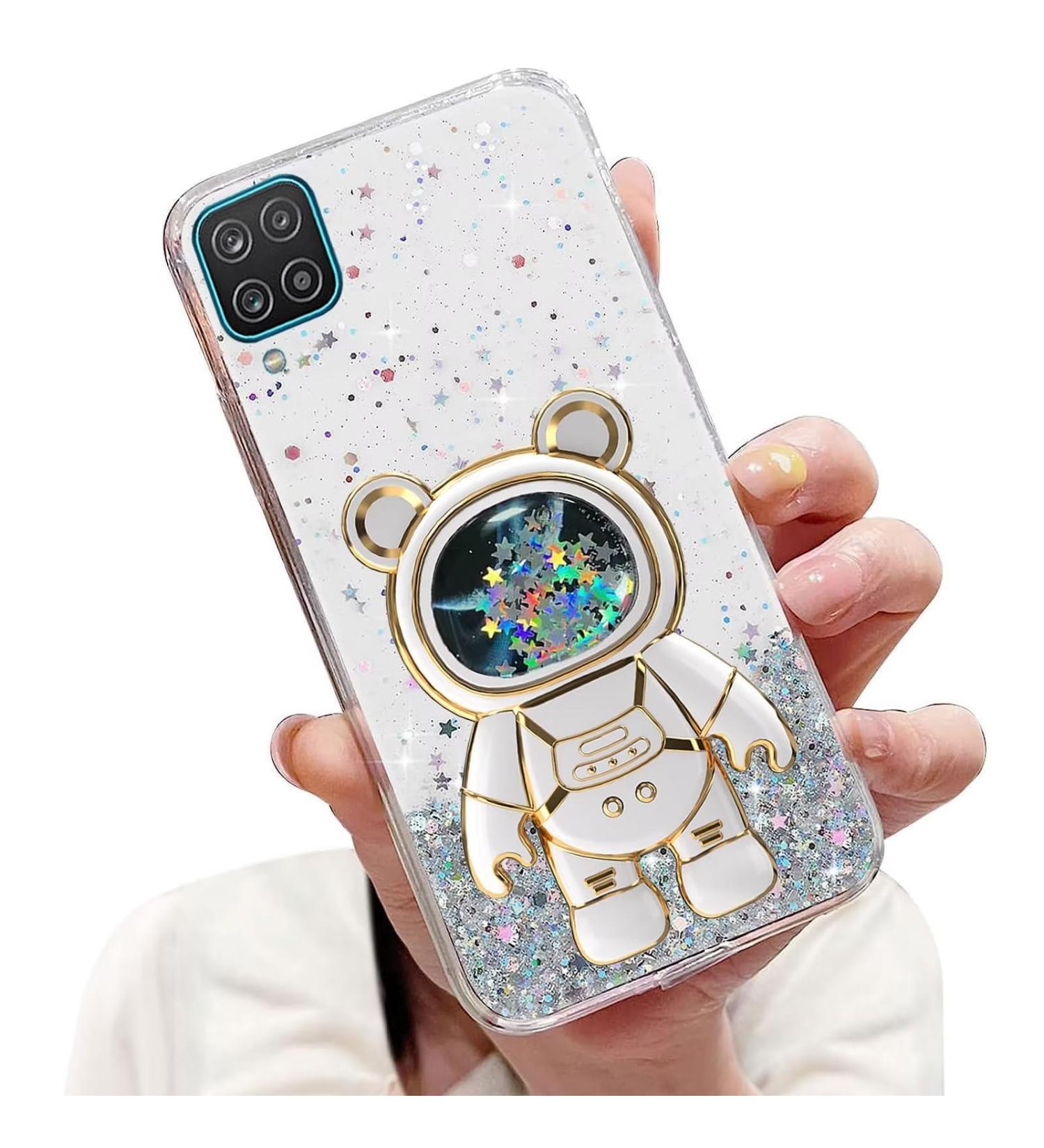 Shop Tivenfezk Nadoli Astronaut Phone Case for Samsung Galaxy A12 4G/5G - Glitter Soft Silicone Hidden Stand - Stylish & Durable - Buy Online on SooperMarket.com