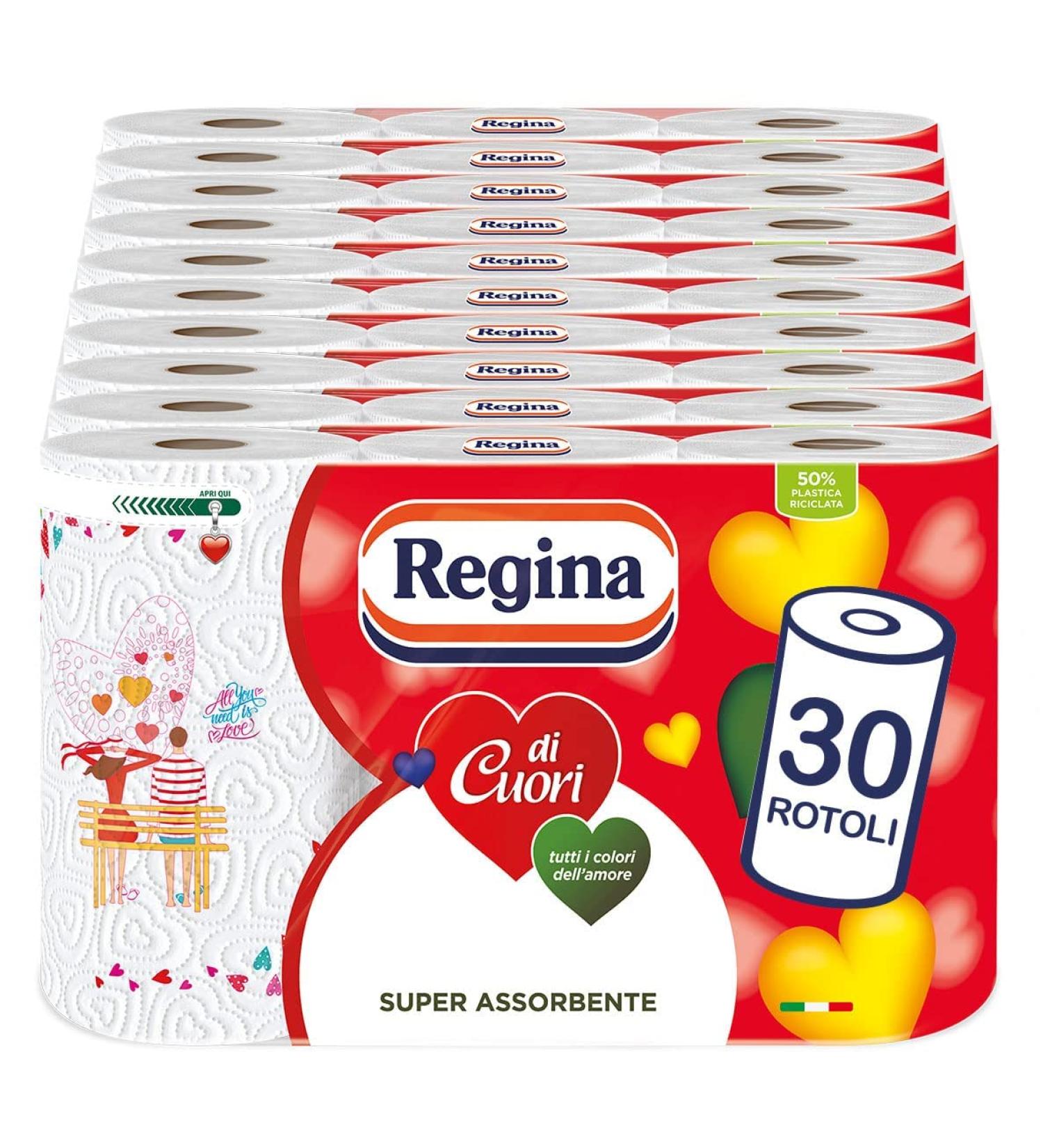 Regina di Cuori Kitchen Paper - 30 Rolls (1 Pack) | Quality Durable & Eco-Friendly | International Shipping Available - Buy Online on SooperMarket.com