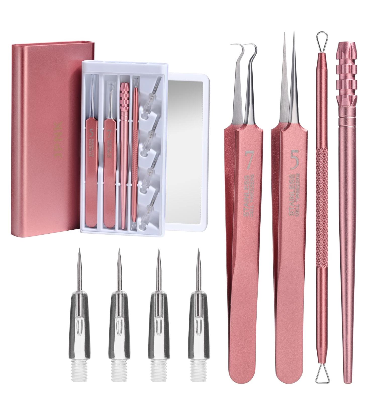 JPNK Blackhead & Acne Removal Kit with Mirror Tweezer - Blemish Extractor Tools Set - Buy Online on SooperMarket.com