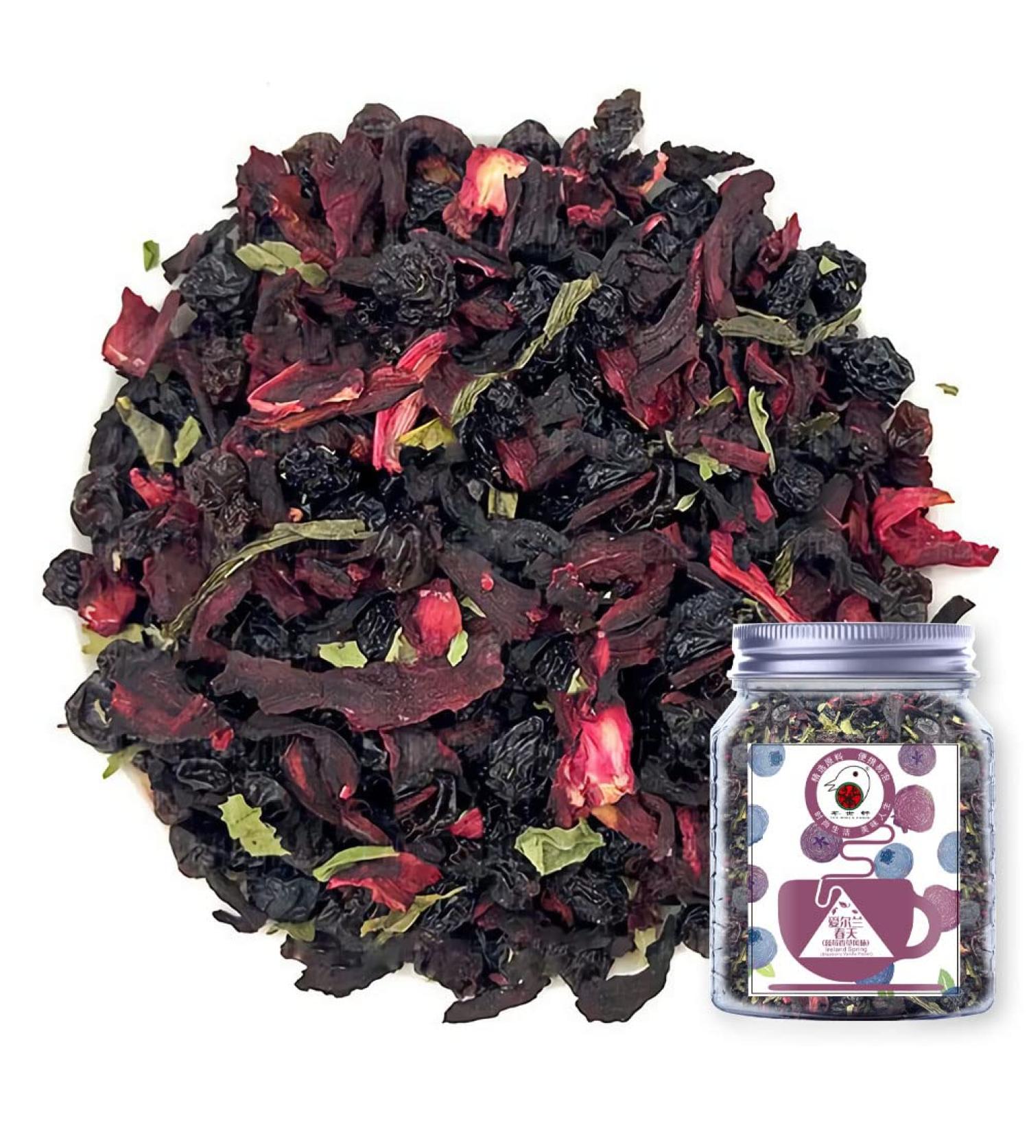 Plant Gift Ireland Spring Fruit Tea Oganic Fruit Herbal Tea All Natural Flavors Loose Leaf Roselle Grapes Blueberries Peppermint Non GMO Vegan Tea Bags Into Iced Tea & Hot Tea 70G/2.5oz - Buy Online on SooperMarket.com