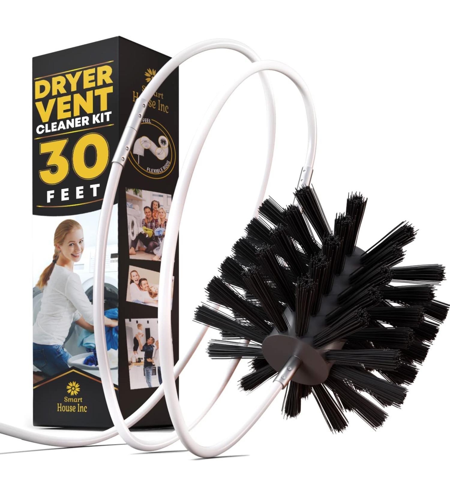 Lint Remover Kit - 30ft Dryer Vent Cleaner with Drill Attachment | Reusable Nylon Brush for Fast Cleaning | NO-Risk 100-Day Warranty - Buy Online on SooperMarket.com