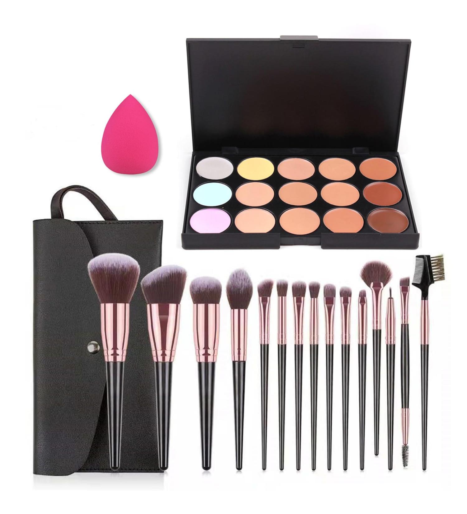 FantasyDay 15 Color Concealer Palette - High Opacity Contour Kit with Brushes & Sponge | Long-Lasting Full Coverage Color Corrector - Buy Online on SooperMarket.com