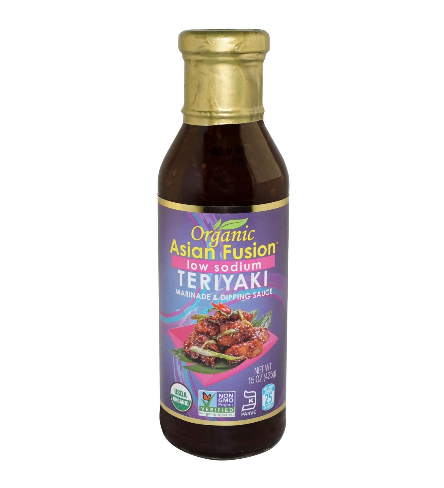 Organic Asian Fusion Low Sodium Teriyaki Sauce - USDA Organic, Non GMO, Gluten Free, Kosher Parve - 15 Oz, Made in USA - Buy Online on SooperMarket.com