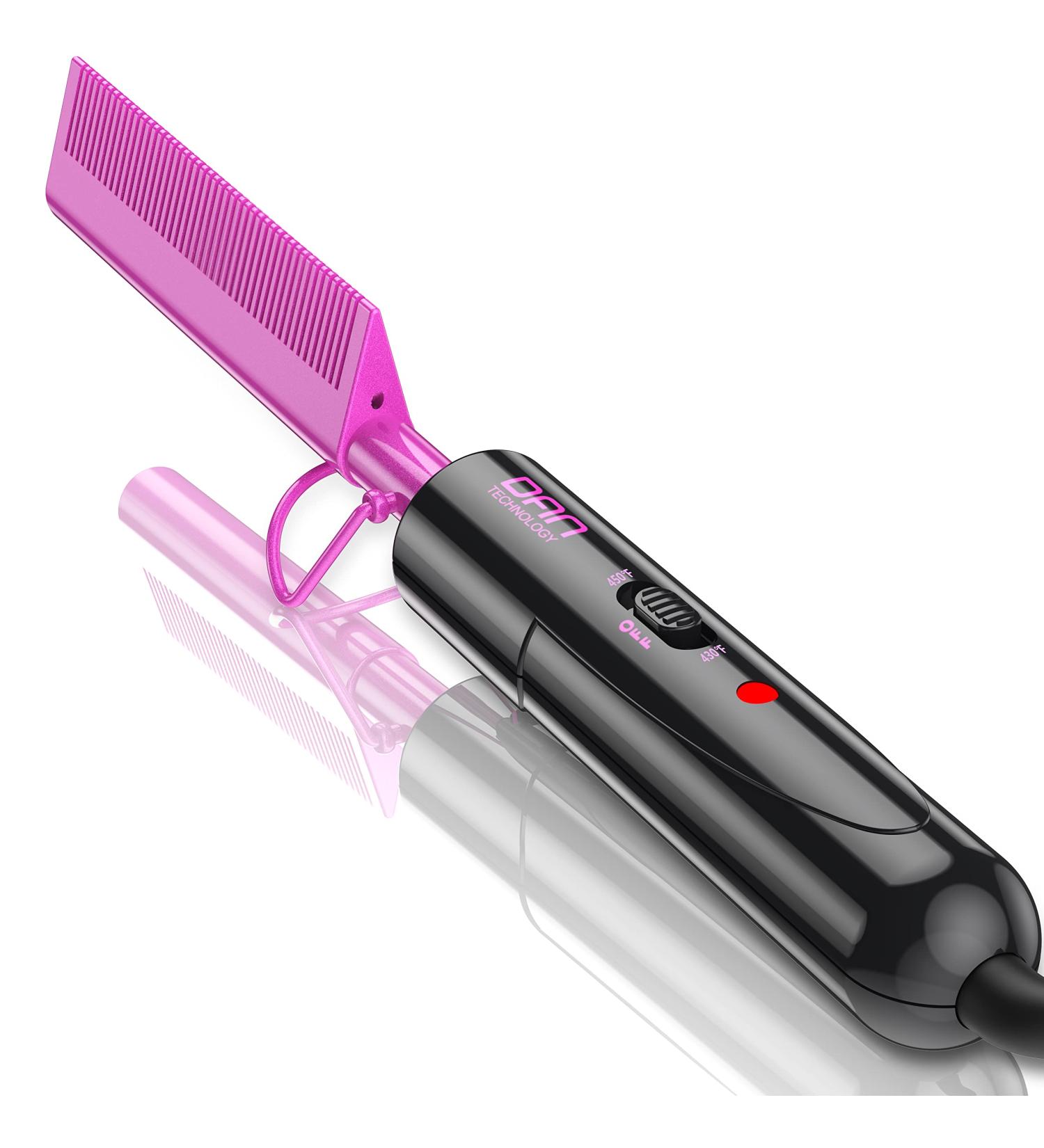 DAN Technology Mini Hot Comb | Dual Voltage Hair Straightener with Fast Heating | Ceramic Electric Straightening Comb for Black Hair | Rose Red - Buy Online on SooperMarket.com