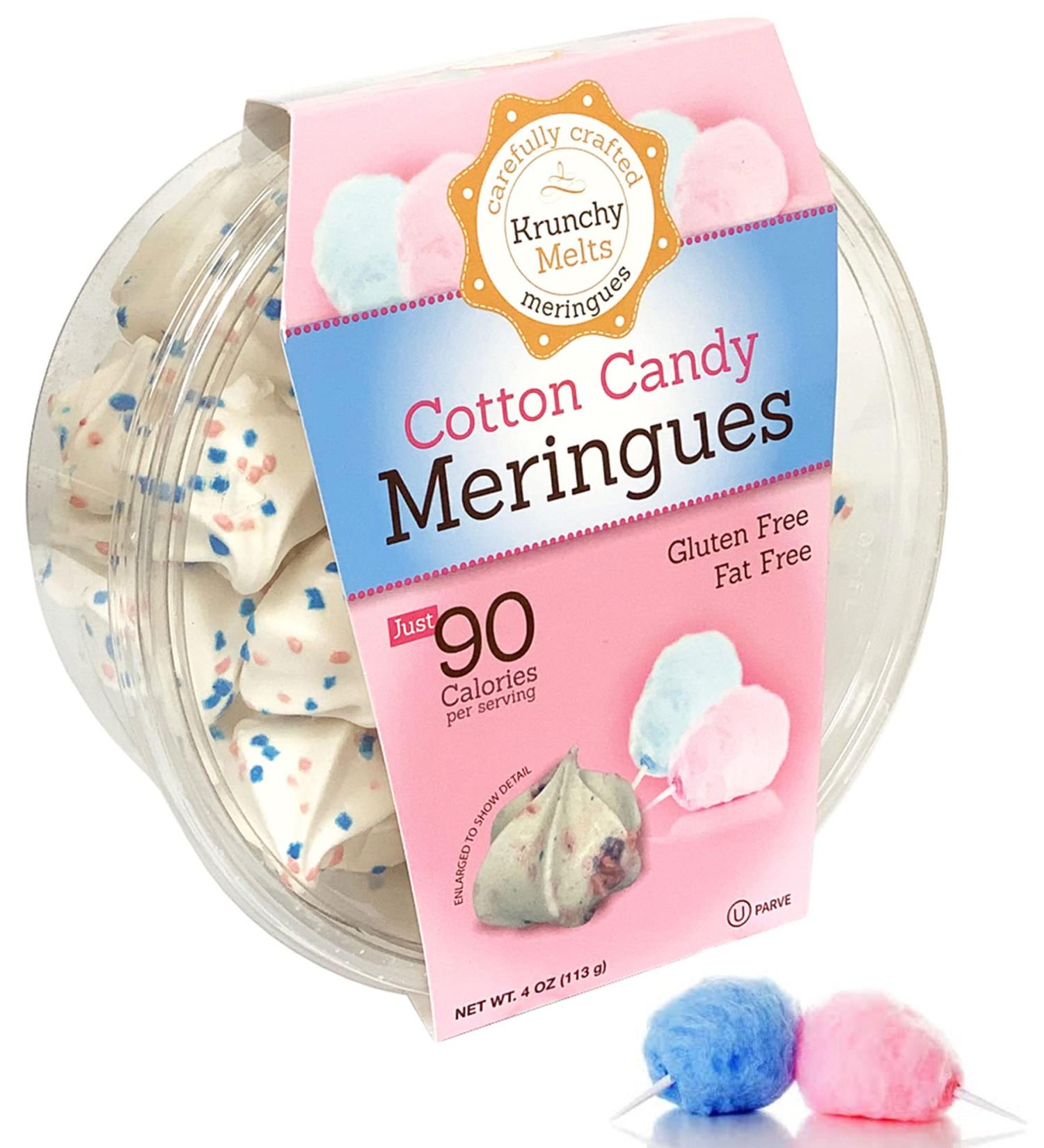 Krunchy Melts Cotton Candy Meringue Cookies - Fat Free, Gluten Free, Nut Free - 90 Calories - Low Calorie Sweet Treats - Buy Online on SooperMarket.com
