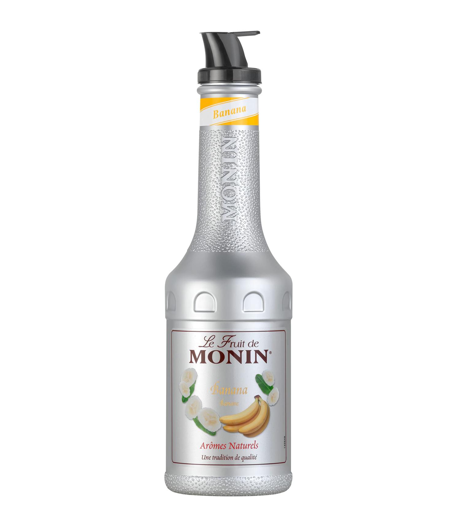 MONIN Banana Fruit Mix Puree 1L - Vegan-Friendly Allergen-Free 100% Natural Flavours - For Cocktails and Frappes - Buy Online on SooperMarket.com