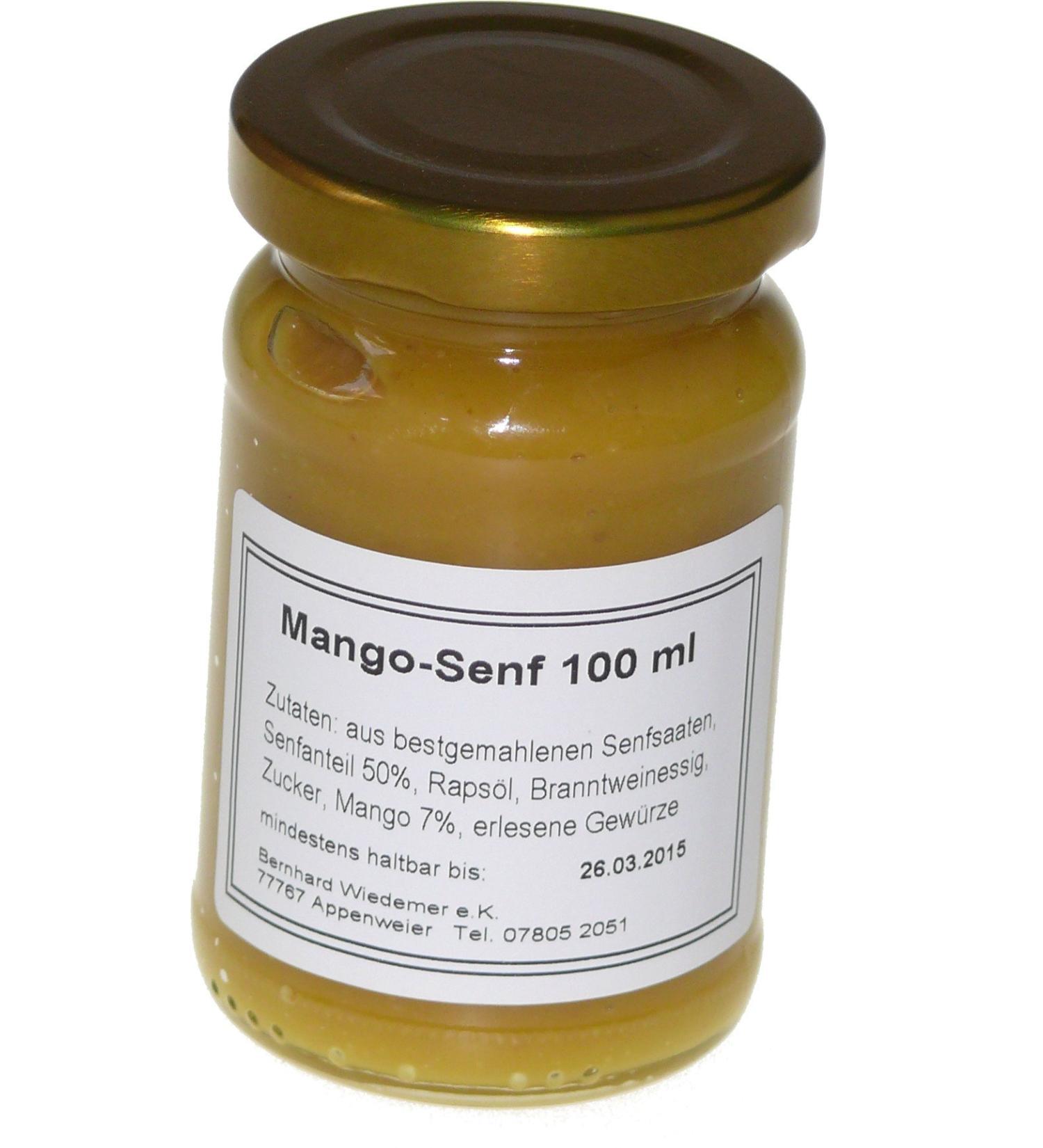 Wiedemer - fruity mangosf from fresh preparation with selected natural vegan ingredients - 1 glass of 100g gourmet mustard for salad dressing sauce fish bread cheese and much more.