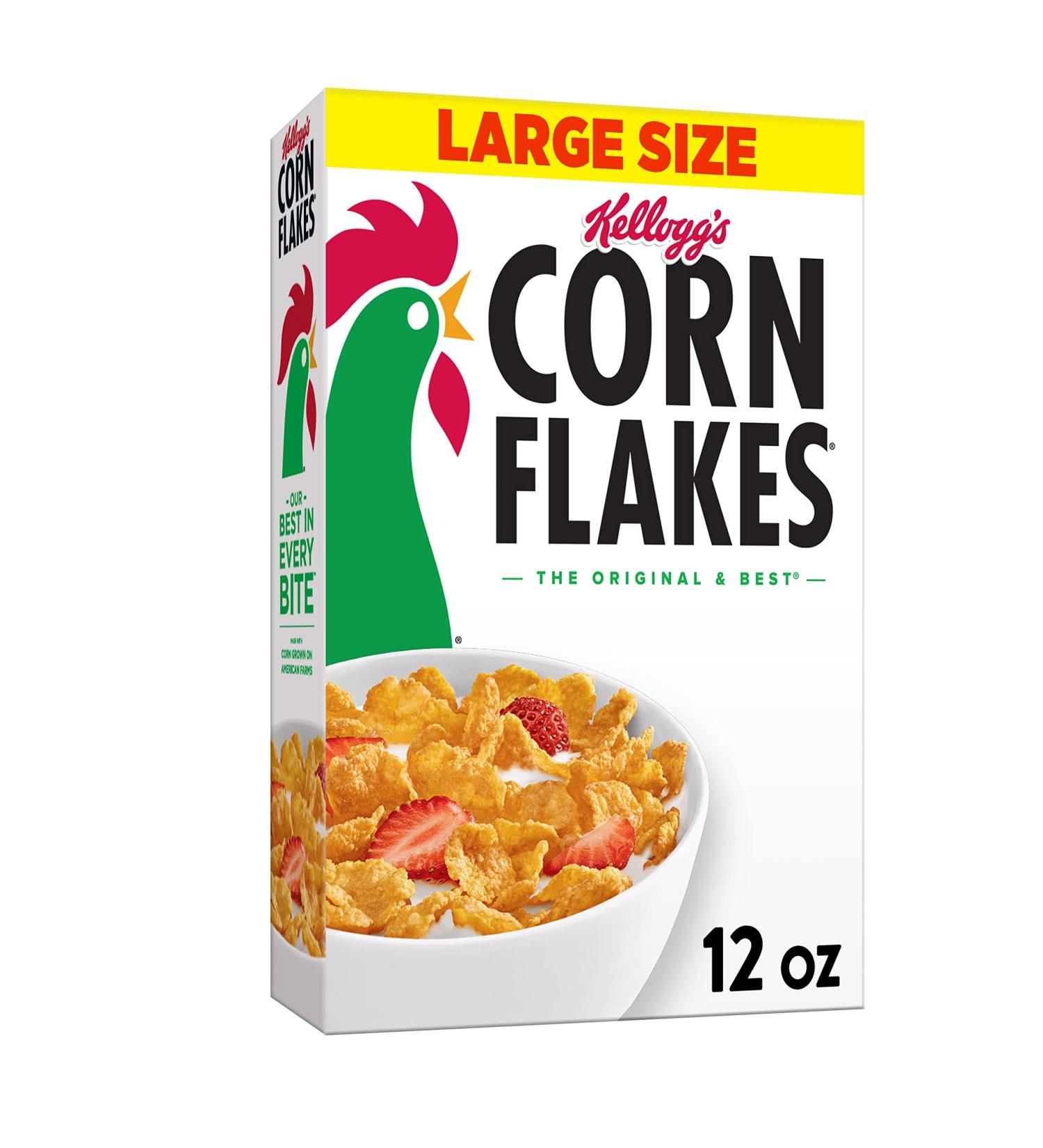 Kellogg's Corn Flakes Cereal 12oz Box - Fat Free, 8 Vitamins, Large Size - Buy Online on SooperMarket.com