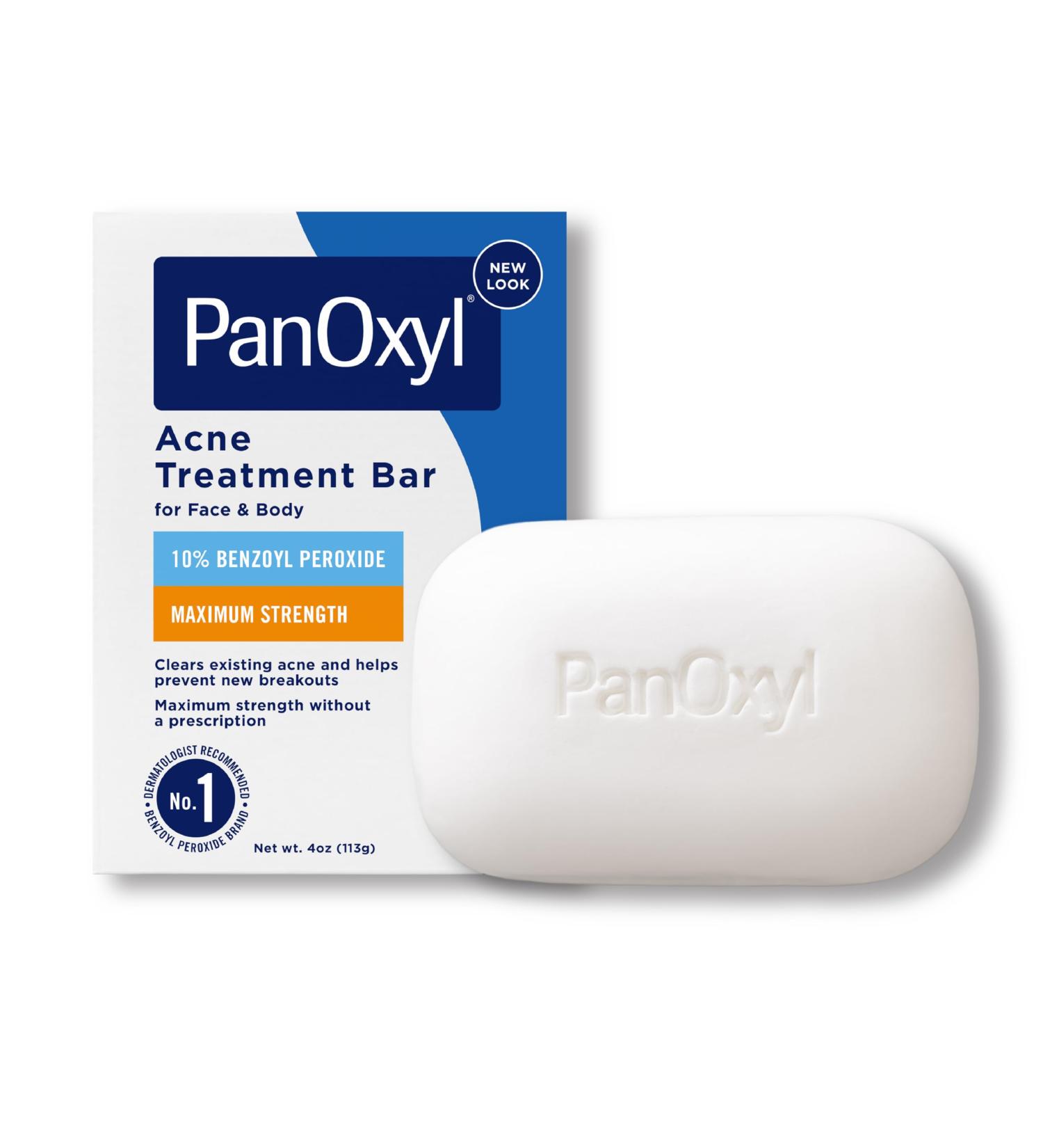 PanOxyl Acne Treatment Bar - 10% Benzoyl Peroxide Maximum Strength Soap for Face & Body - Vegan 4 oz | Best Acne Solution - Buy Online on SooperMarket.com