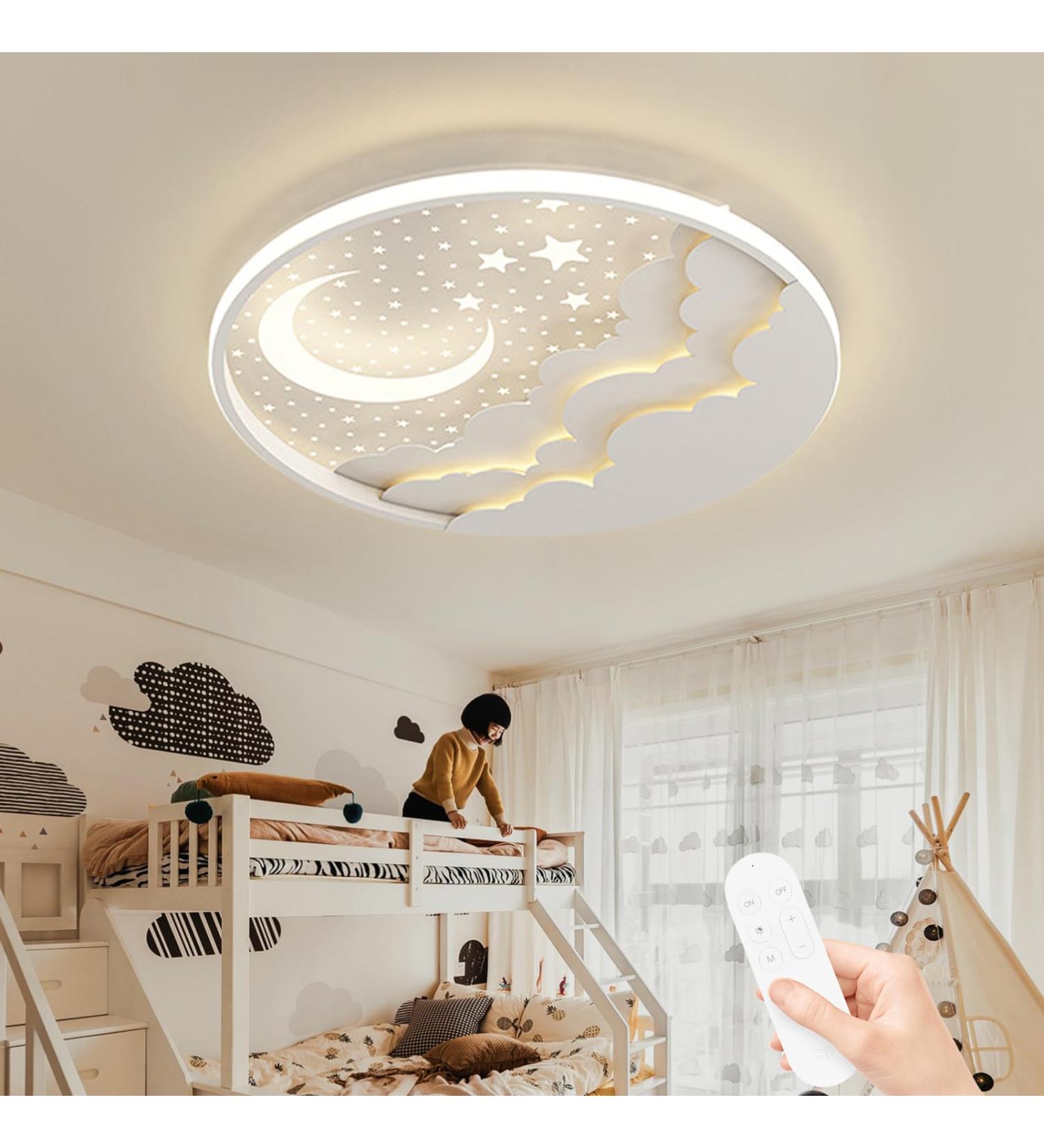 Buy Ahxiaozn LED Star Moon Ceiling Lamp for Kids | Dimmable Remote Control | 50cm White Bedroom Light | Perfect for Girls & Boys Rooms - Buy Online on SooperMarket.com