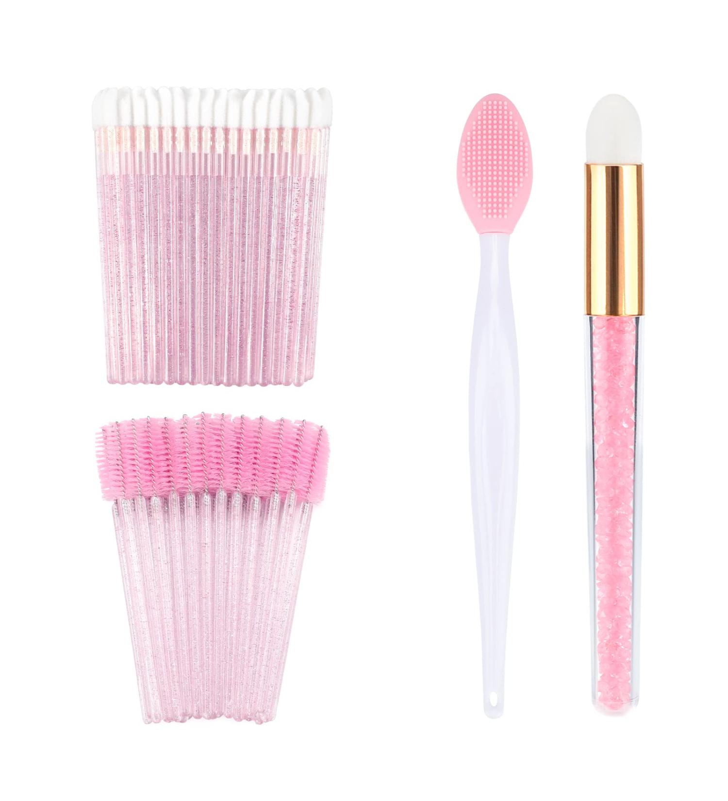G2PLUS 102PCS Makeup Brush Kit - Glitter Crystal Lip Brushes Eyelash Brushes & More - Perfect for Personal Care & Eyelash Extensions (Pink - Buy Online on SooperMarket.com