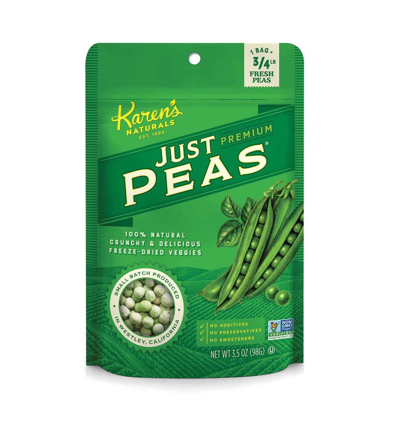 Karen's Naturals Just Peas, 3.5-Ounce Package (Pack of 6) (Packaging May Vary) Peas 3.5 Ounce (Pack of 6)