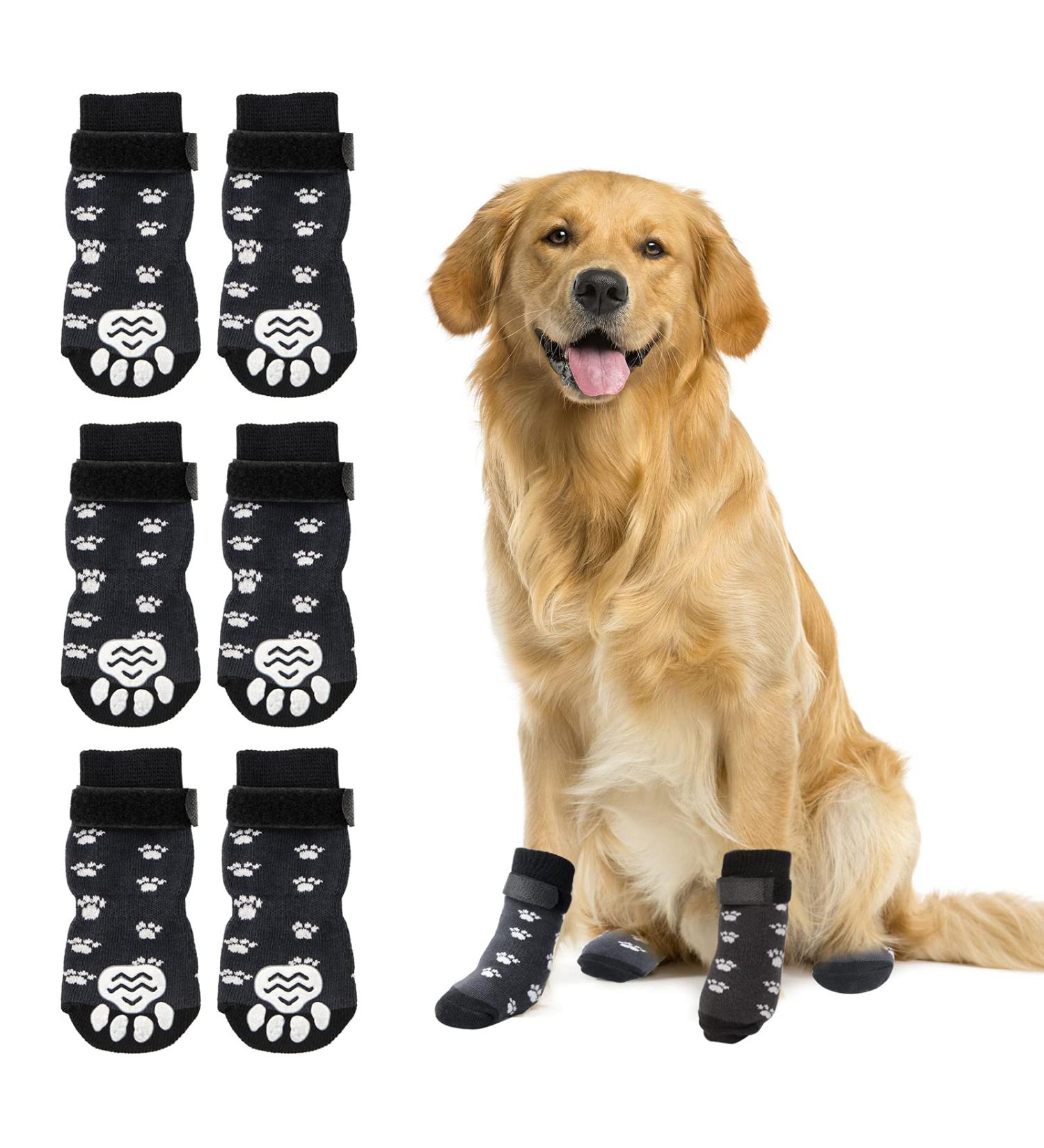 Ranypet Indoor Anti-Slip Socks for Dogs | Soft Adjustable Paw Protection with Traction Control | Ideal for Old Dogs on Hardwood Floors - 3 Pairs M Size Pf tchen Pattern - Buy Online on SooperMarket.com