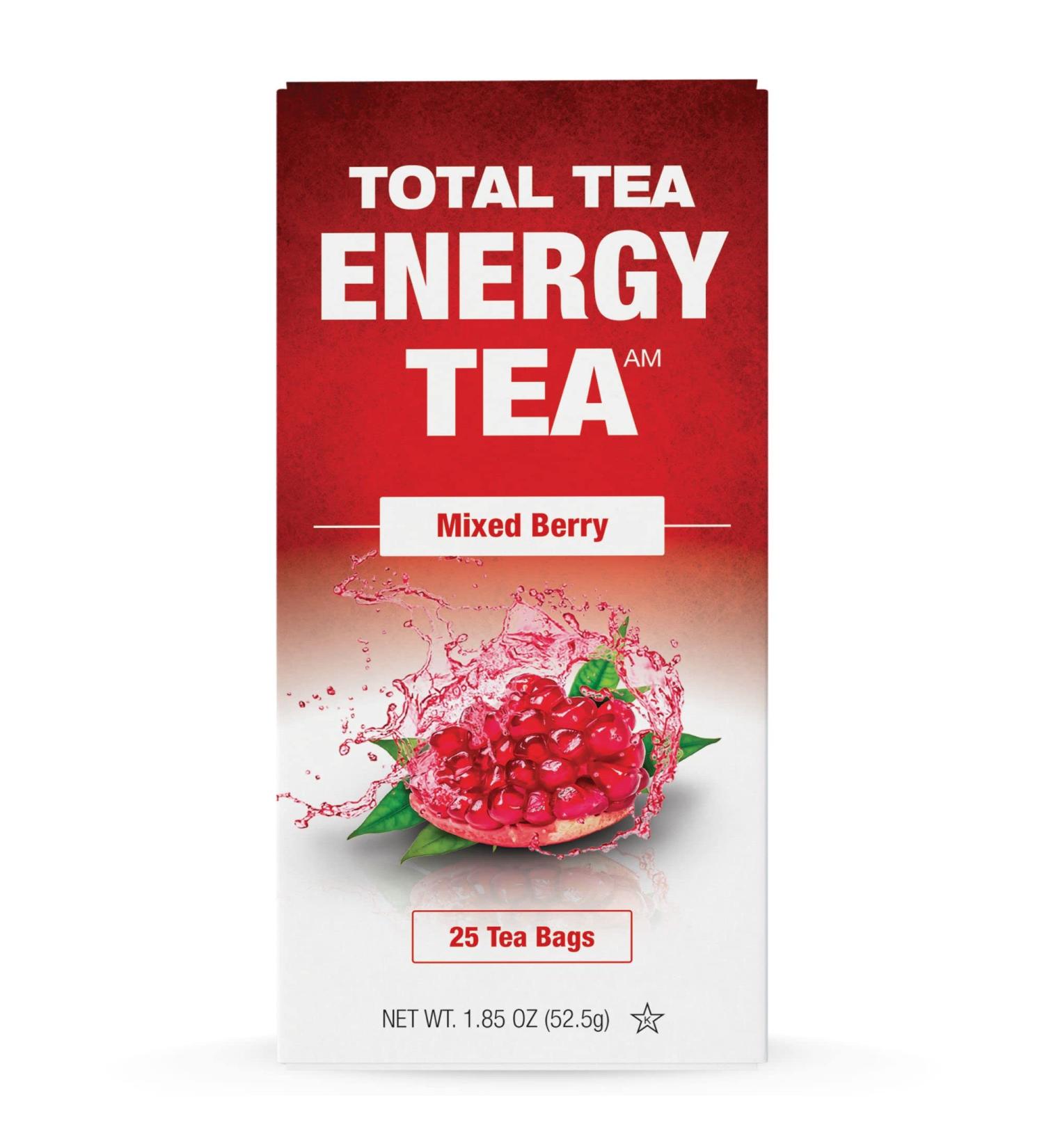 Total Tea Energy Tea Bags with Caffeine - Mixed Berry Flavored Green Tea for Focus & Stamina (25 Tea Bags) - Buy Online on SooperMarket.com