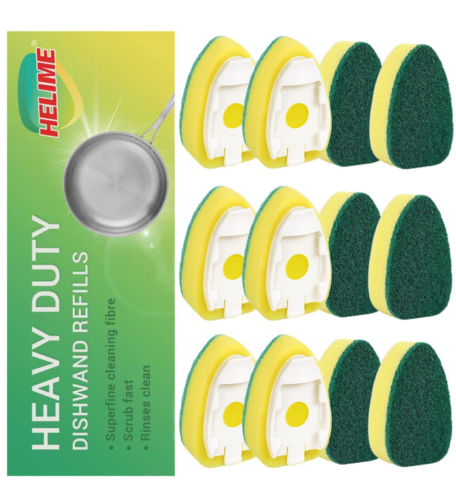 12-Pack Dishwand Refills Sponge Heads - Non-Scratch Heavy Duty Scrub Dots Brush - Soap Dispensing Scrubbers for Kitchen Sink - Dishwasher Tool - Buy Online on SooperMarket.com