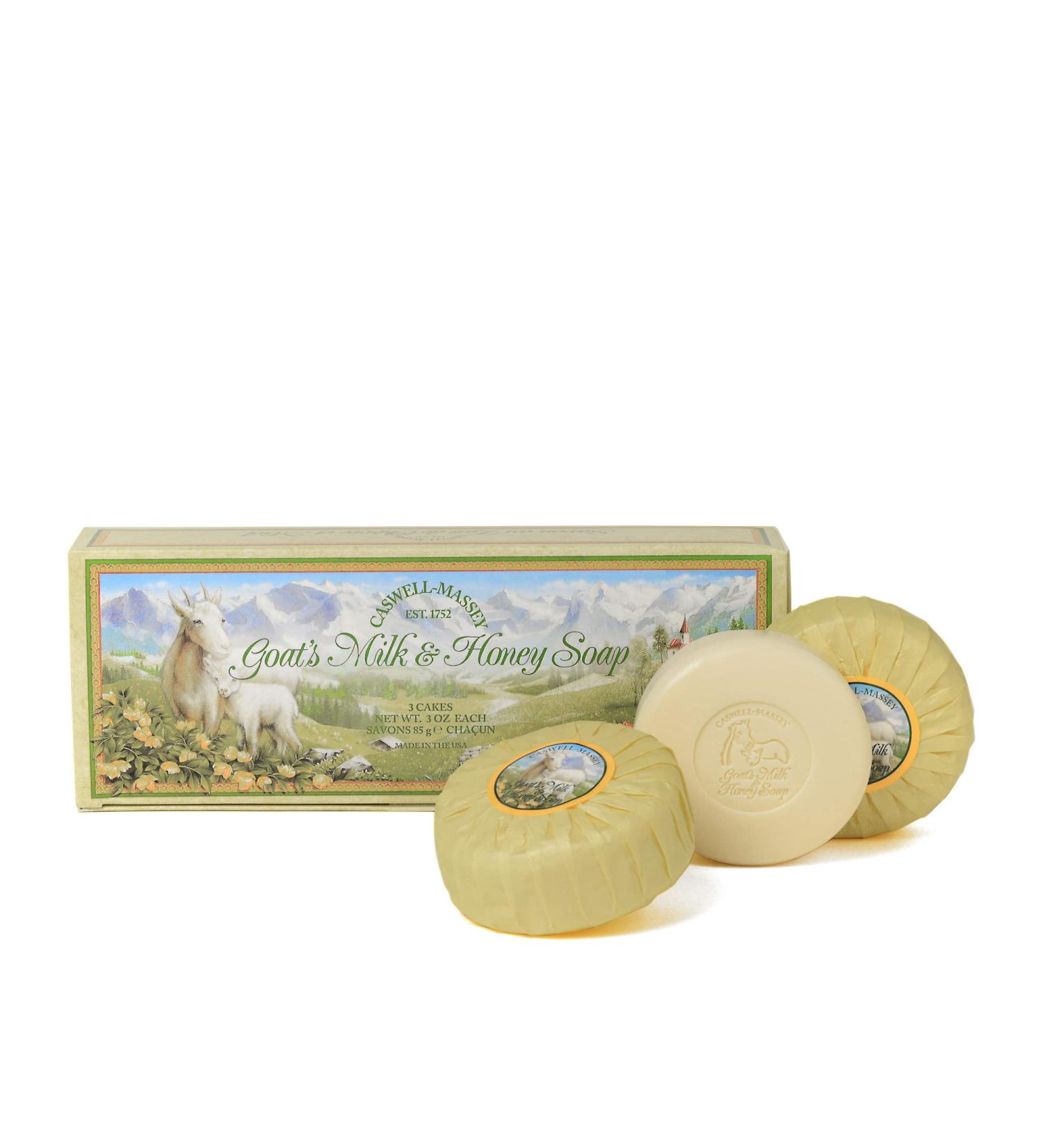Caswell-Massey Goat's Milk & Honey Soap Gift Set - Made in USA | 3 Bars (3 oz) | Moisturizing Bath Soap for Men & Women - Buy Online on SooperMarket.com