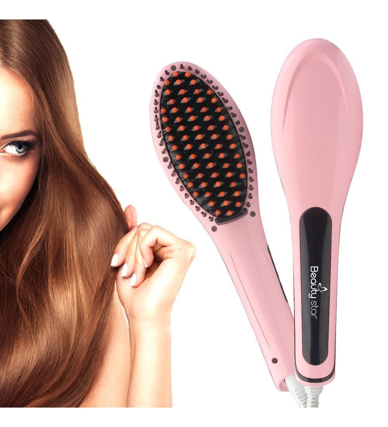 Hair Straightener Brush - Quick Heating Digital Detangling Comb with Ceramic Styling Irons - Buy Online on SooperMarket.com