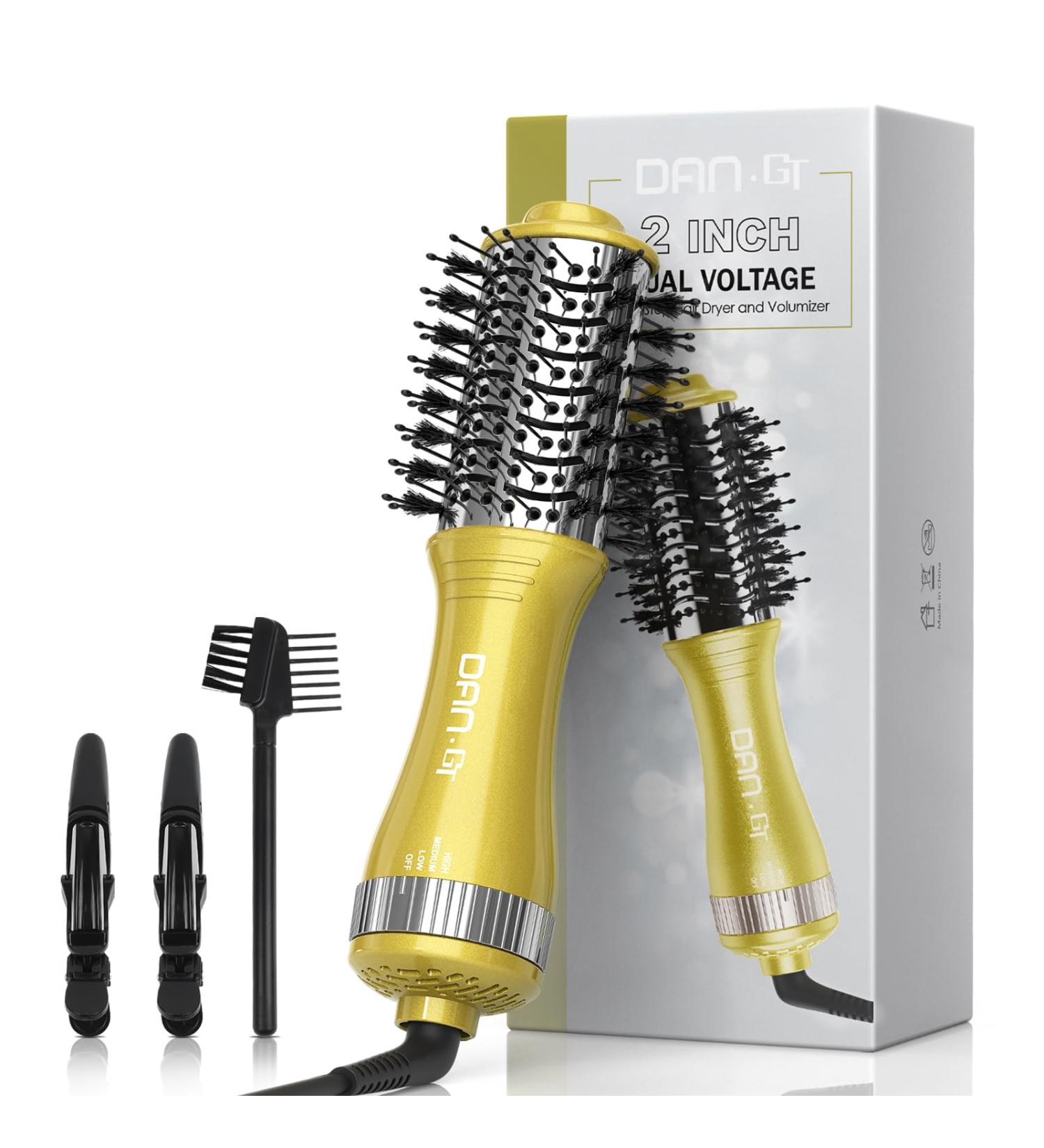 Travel Blow Dryer Brush - Dual Voltage Compact Mini Hot Air Brush for Portable Styling | 2-Inch One Step Hair Dryer & Volumizer - Buy Online on SooperMarket.com
